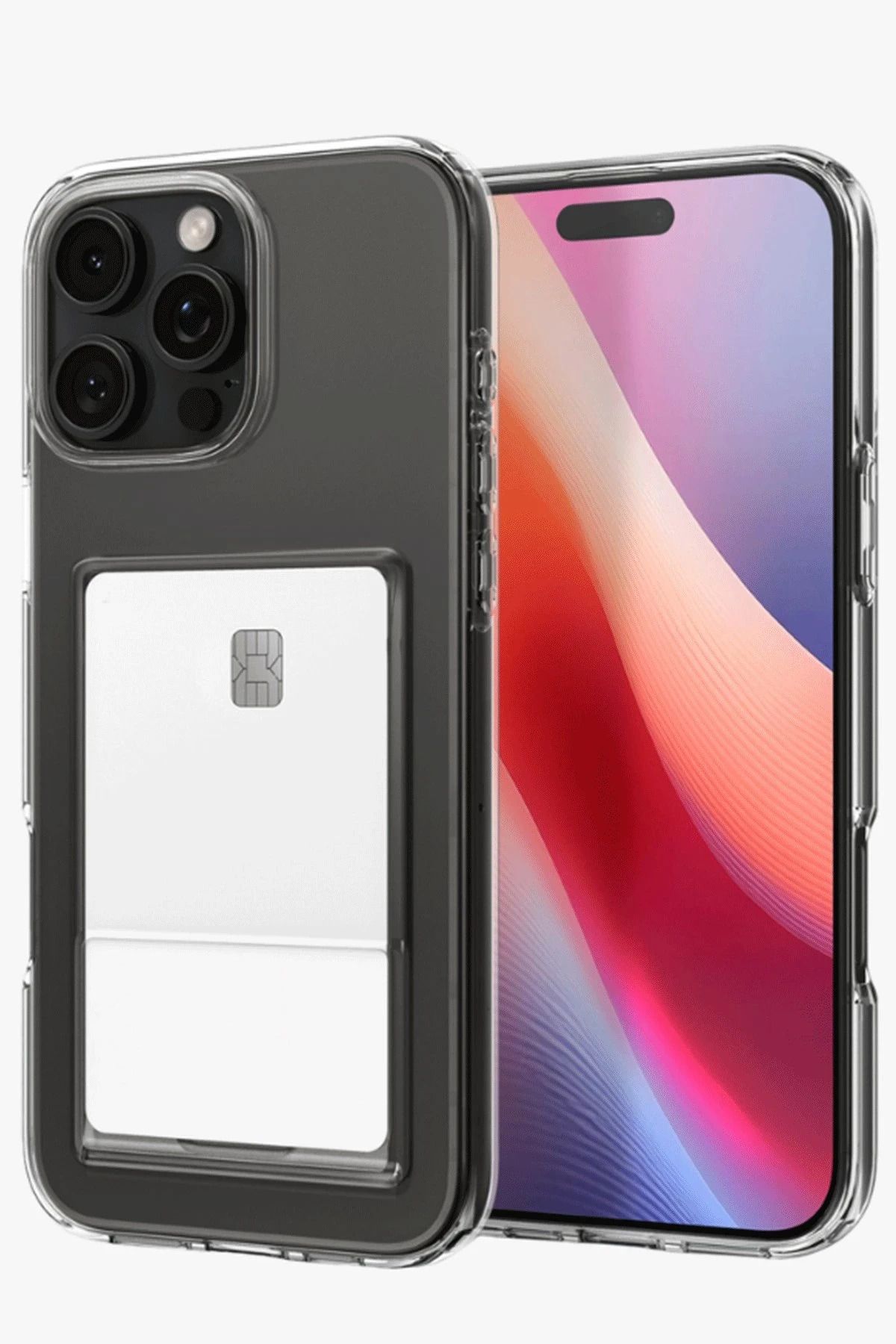 NewFace iPhone 16 Pro Max Kılıf Kart Şeffaf Silikon - Şeffaf BSTMY