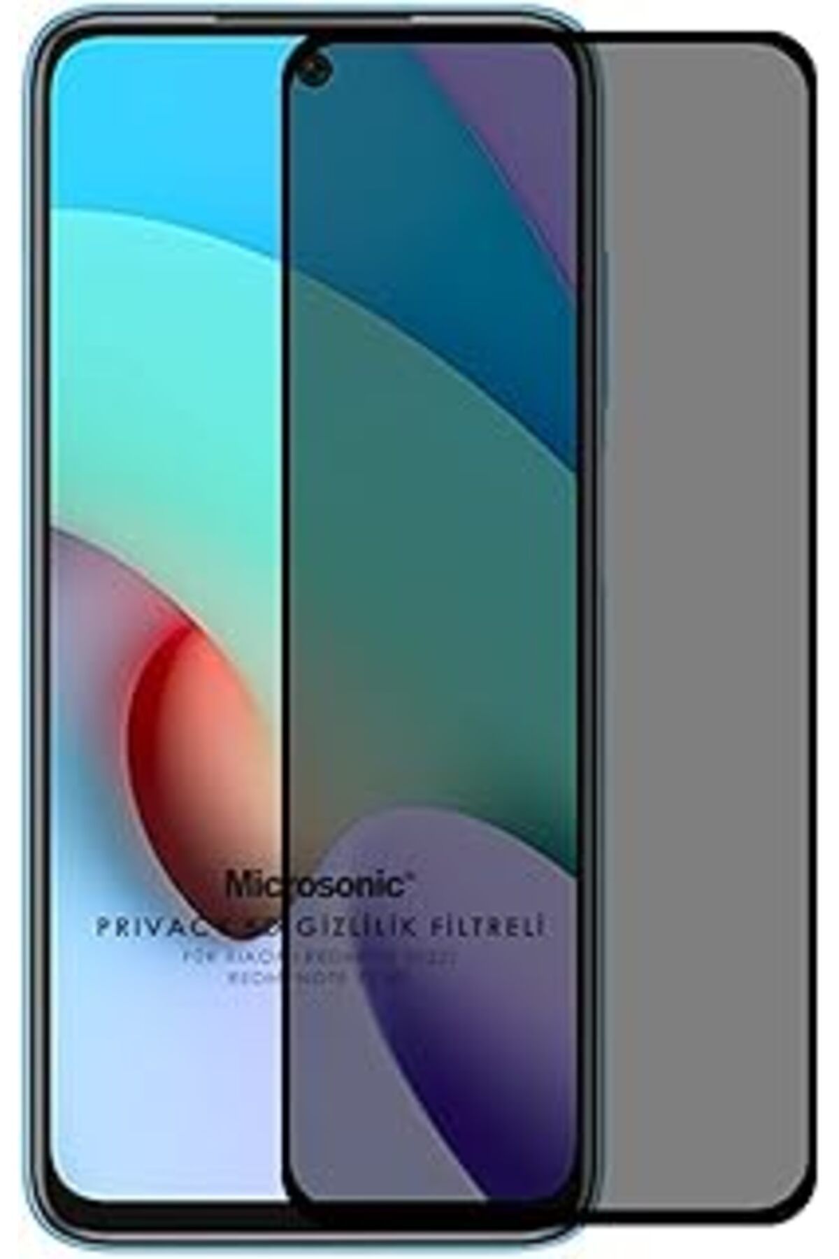 Pazarcan Microsonic Xiaomi Redmi 10 Privacy 5D Gizlilik Filtreli Cam Ekran Koruyucu Siyah