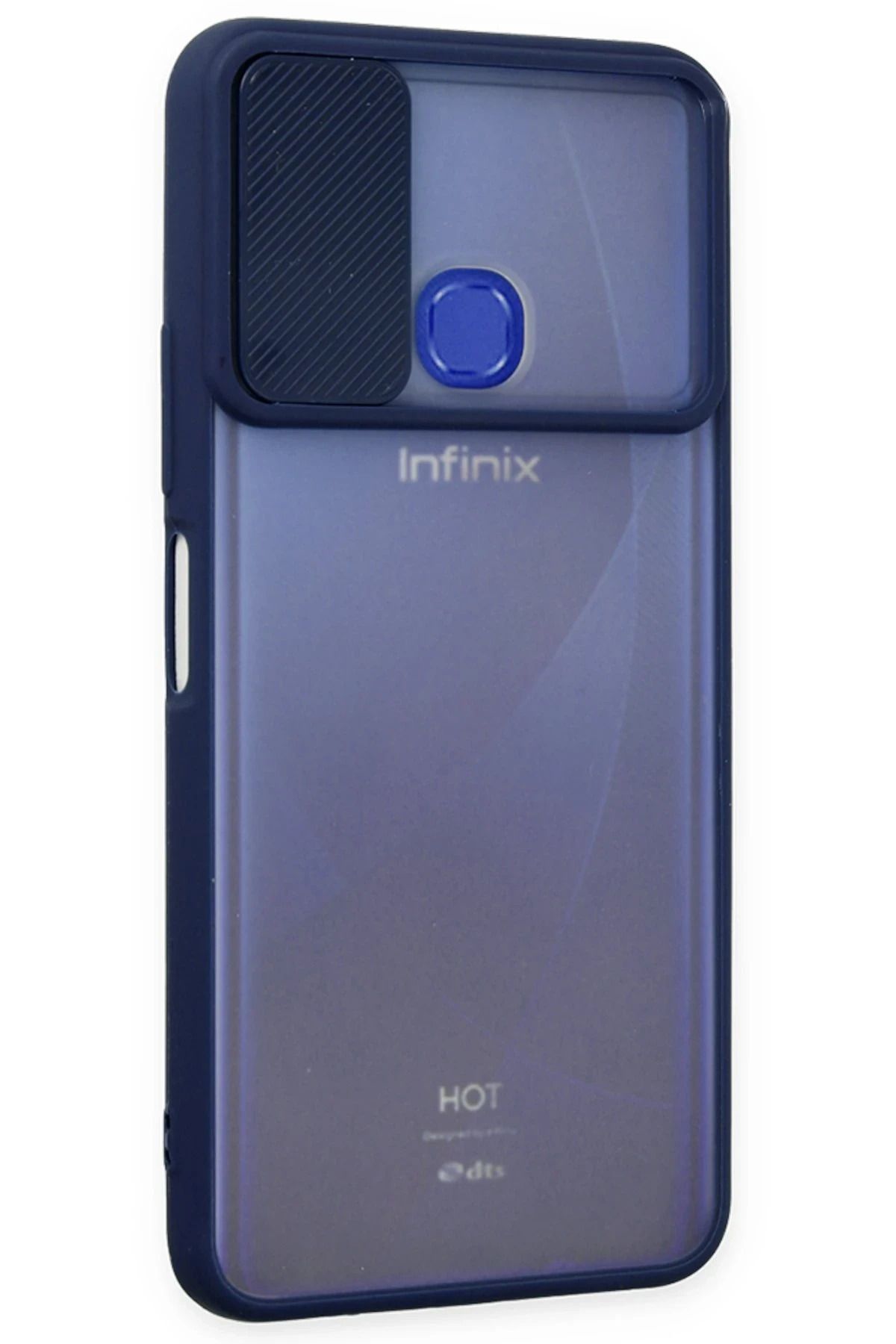 NewFace İnfinix Hot 9 Kılıf Palm Buzlu Kamera Sürgülü Silikon - Lacivert BSTMY