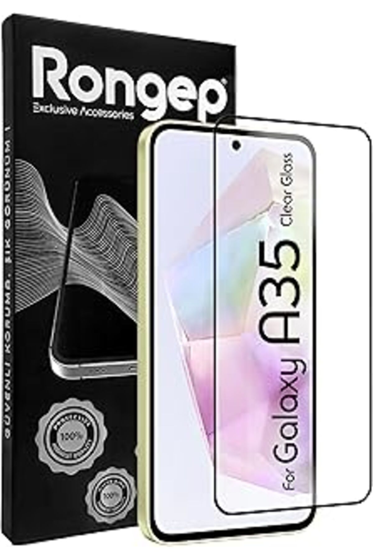 Pazarcan Rongep Samsung Galaxy A35 İçin Ekran Koruyucu Anti-Static Temperli Cam 9H Sertliğinde Ekranı Kaplay