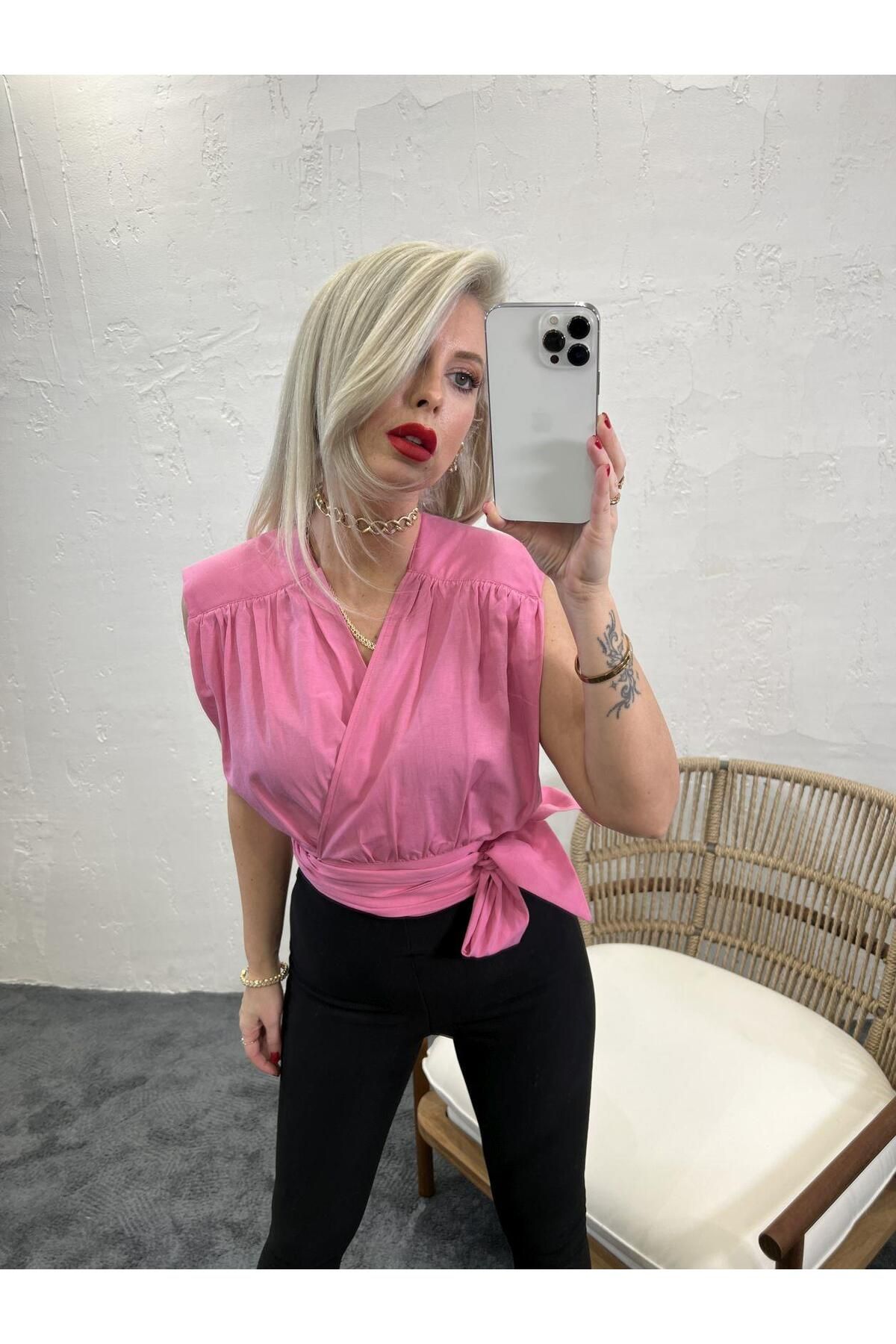 ARUZ MODA 5225 BLUZ-PEMBE