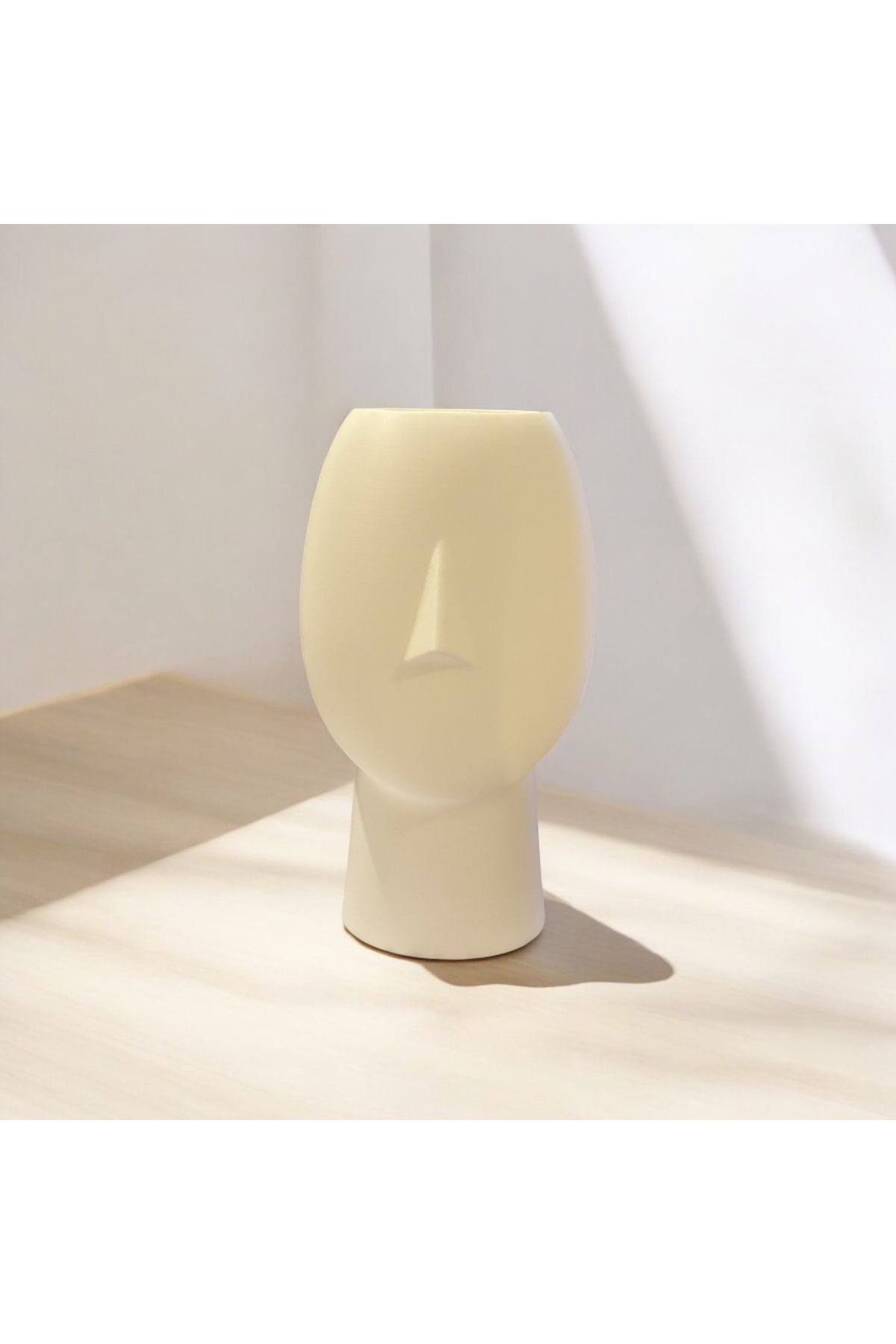Dekor Minimalist Yüz Figürlü Dekoratif Saksı/Vazo – 12x20 cm