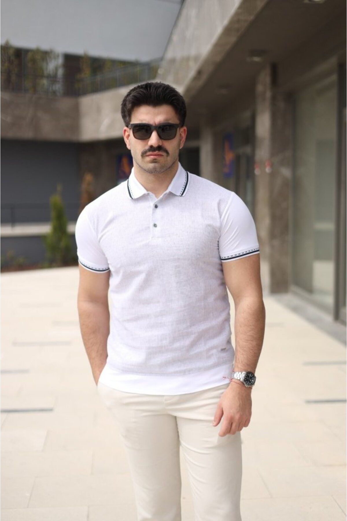 ARUZ MODA Erkek Polo Yaka Fermuar Detaylı Tişört