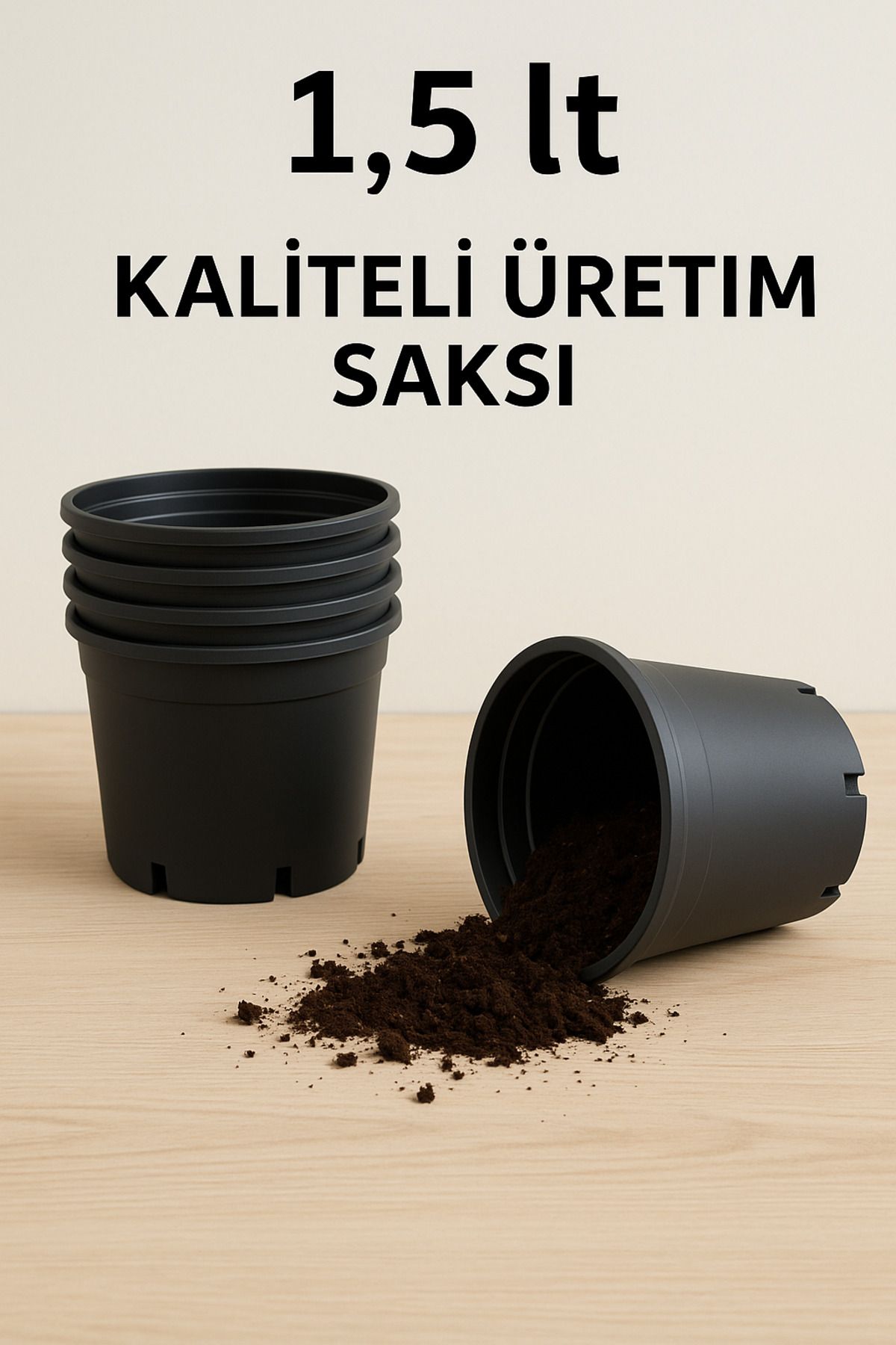 Bağ bahçe Fidan Üretim saksısı 10 adet 14,5×12,5 Cm 1,5 Lt Plastik Saksı Siyah Üretim Saksı Bitki Saksısı