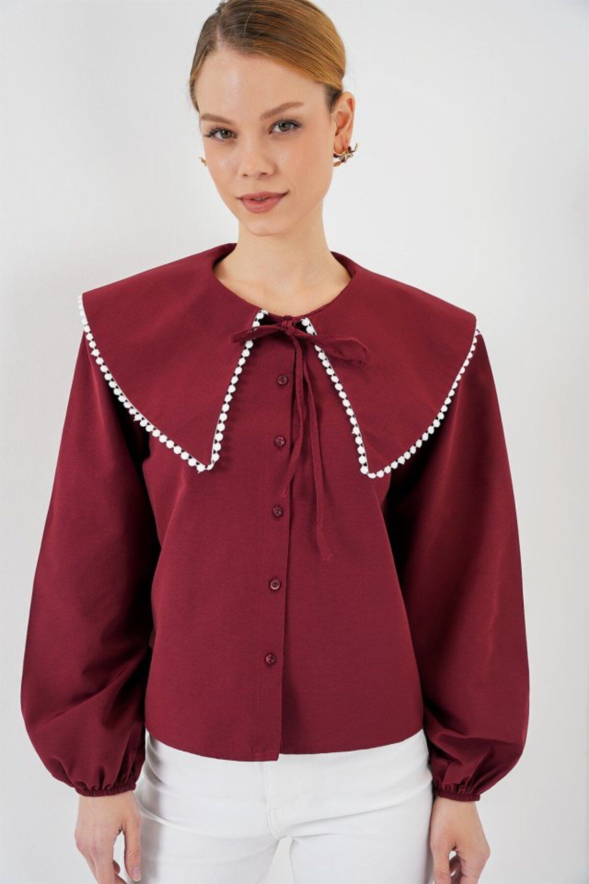 ARUZ MODA Bebe Yaka Gömlek 20314 - Bordo