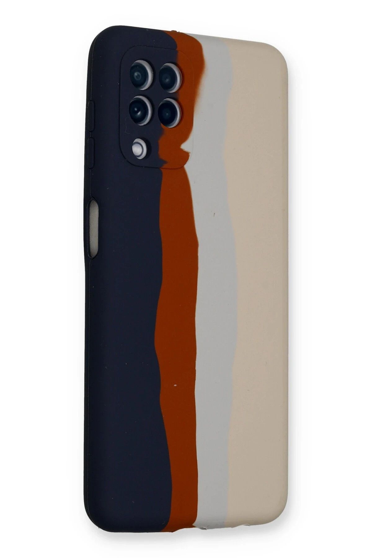 NewFace Samsung Galaxy A22 Kılıf Ebruli Lansman Silikon - Lacivert-Krem BSTMY