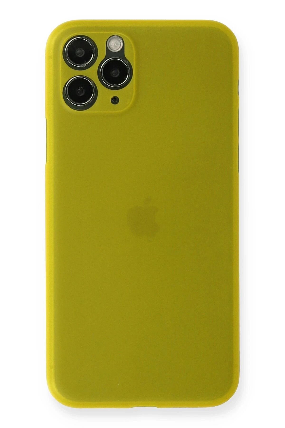 NewFace iPhone 11 Pro Max Kılıf PP Ultra İnce Kapak - Sarı BSTMY