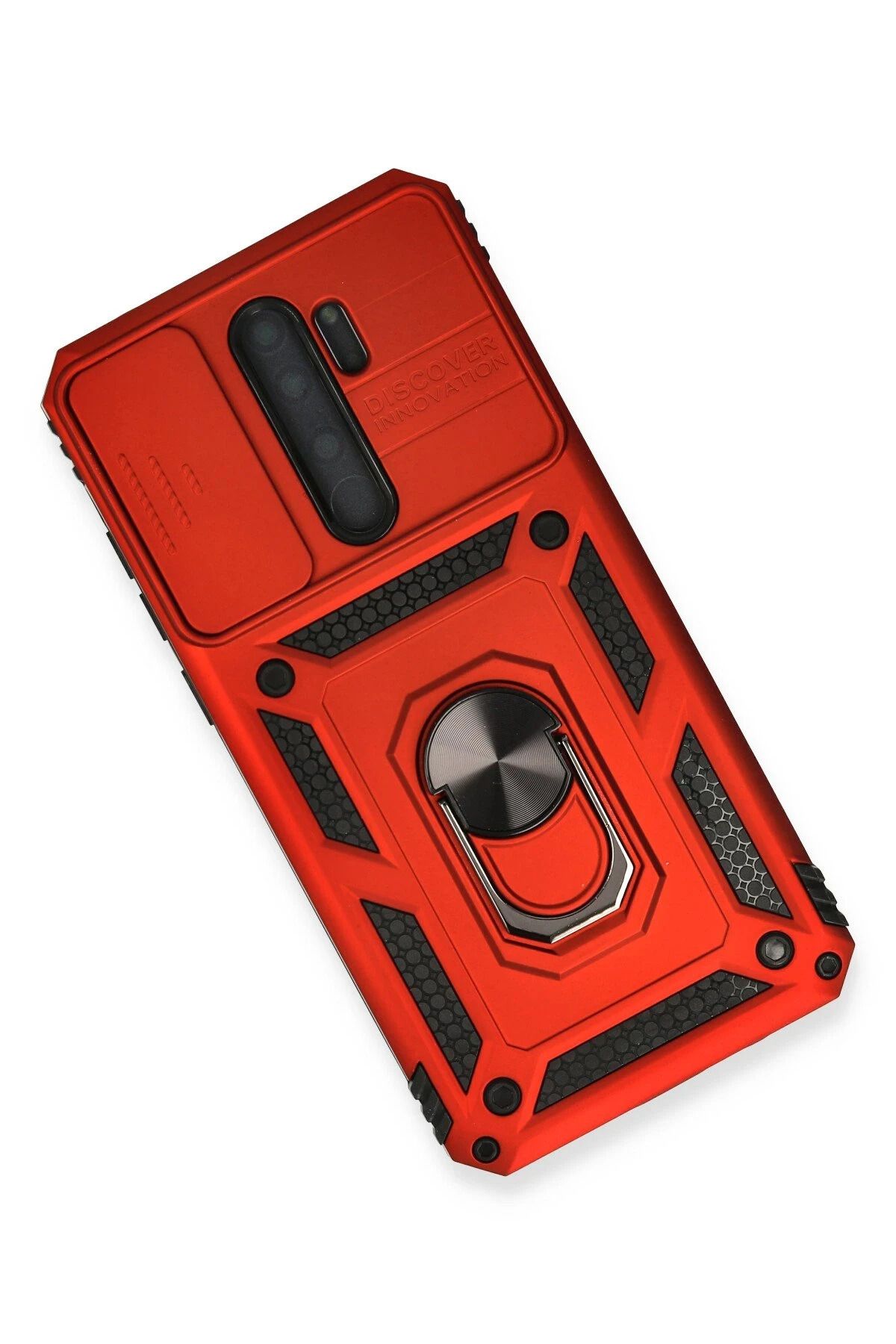 NewFace Xiaomi Redmi Note 8 Pro Kılıf Pars Lens Yüzüklü Silikon - Kırmızı BSTMY