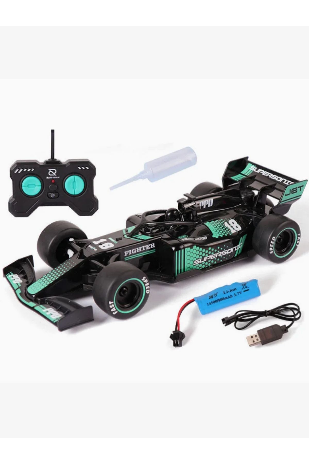 ÖZ OFİS Full Fonksiyon Uzaktan Kumandalı F1 Yarış Arabası Duman Atan 1/18 Ölçek Şarj Edilebilir