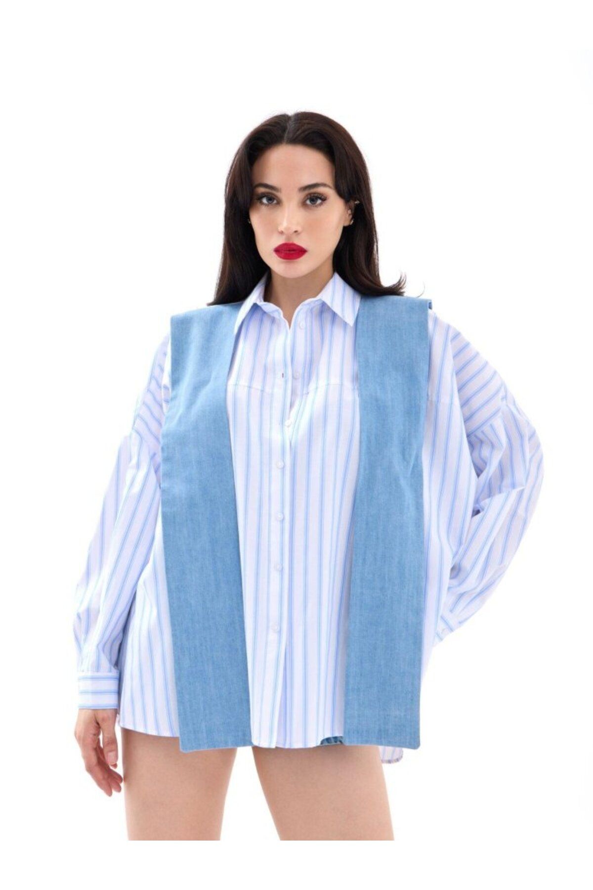 ARUZ MODA 7074 GÖMLEK-LOS ANGELES ÇİZGİLİ