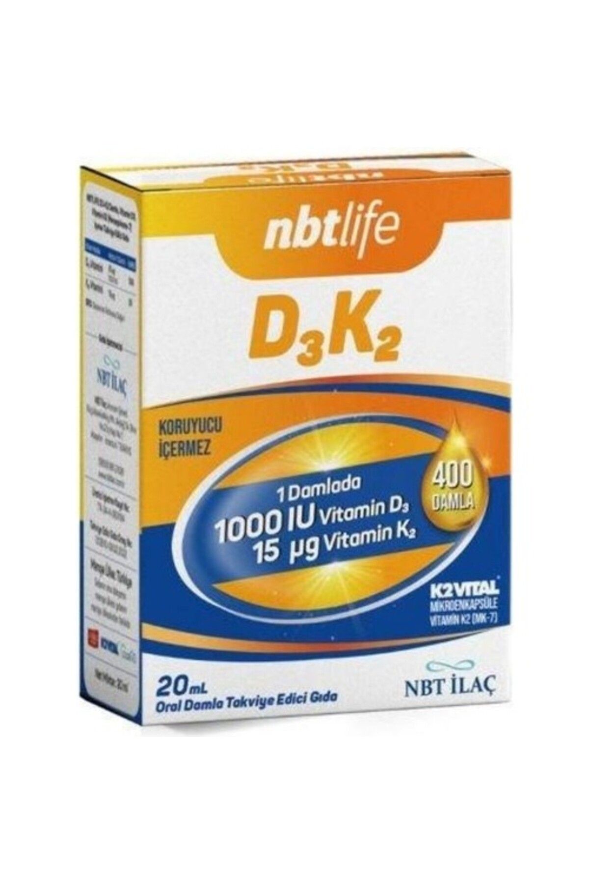 Nbt İlaç Nbt Life D3K2 1000 Iu Damla 20 Ml