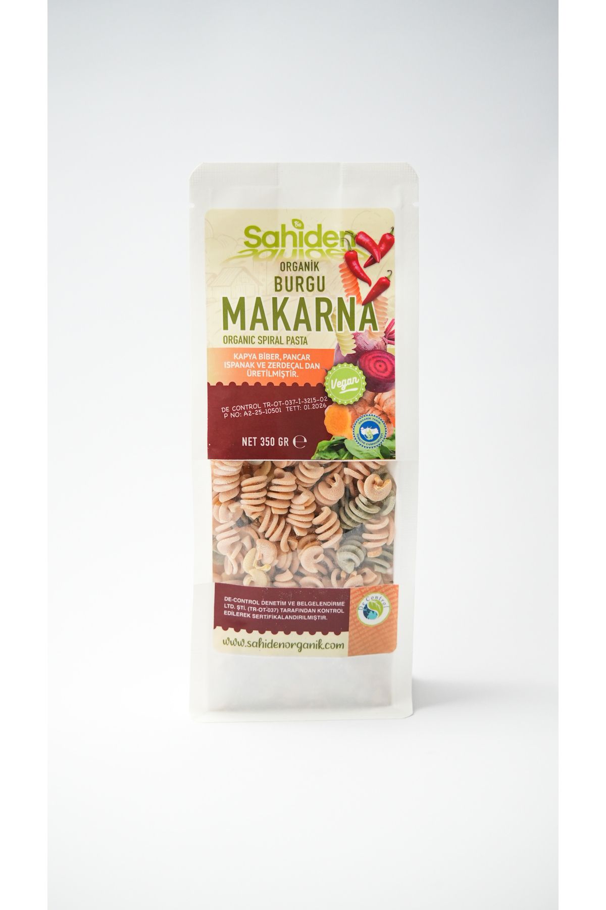 SAHİDEN ORGANİK Organik Sebzeli Burgu Makarna - 350 gr