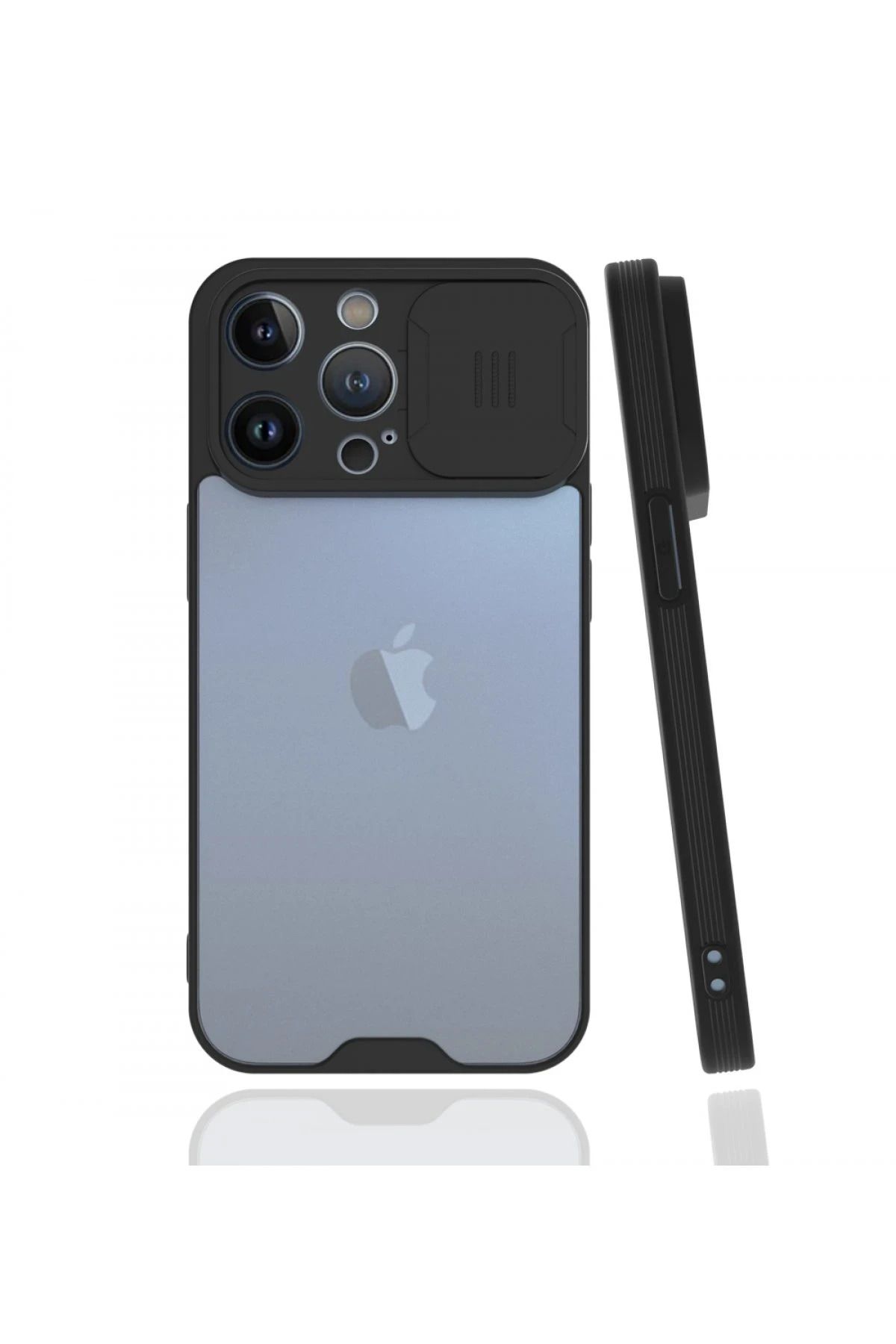 NewFace iPhone 13 Pro Kılıf Platin Kamera Koruma Silikon - Siyah SVLRS