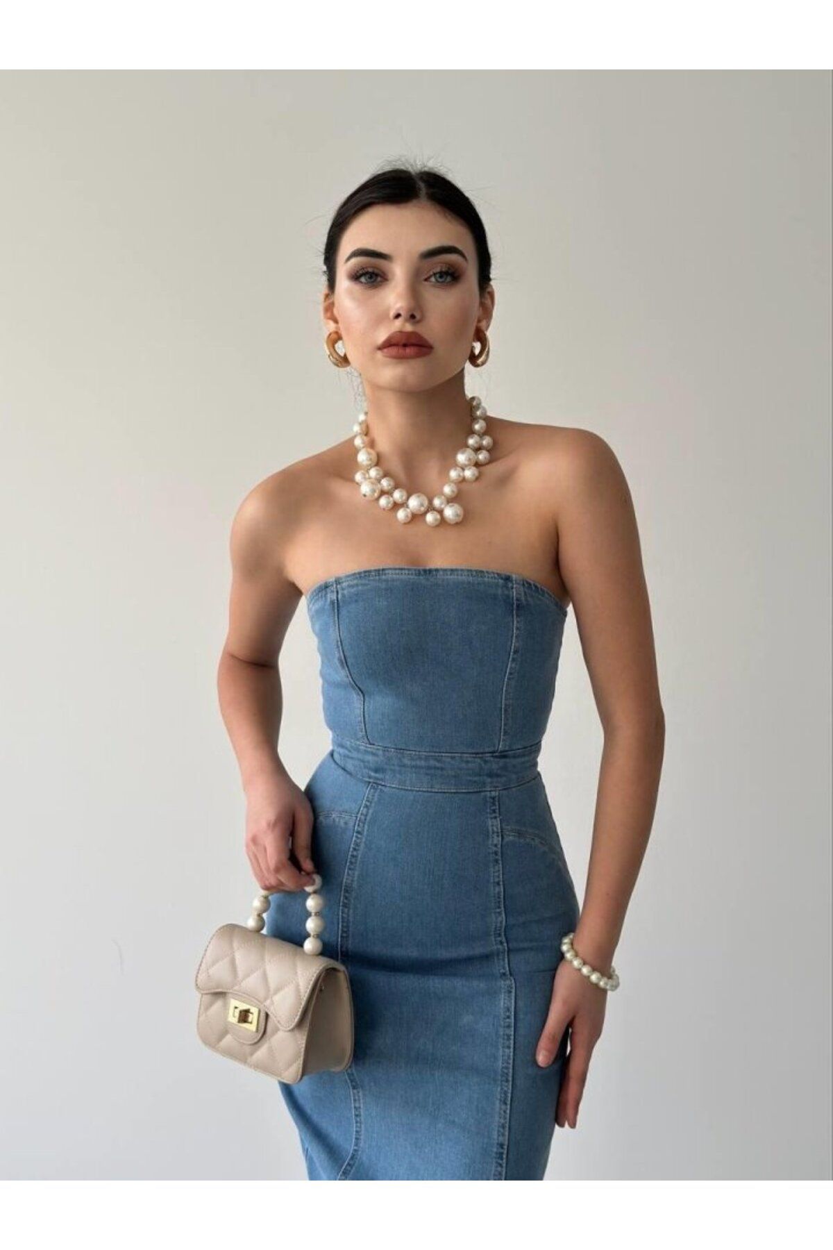 ARUZ MODA Izer Straplez Elbise