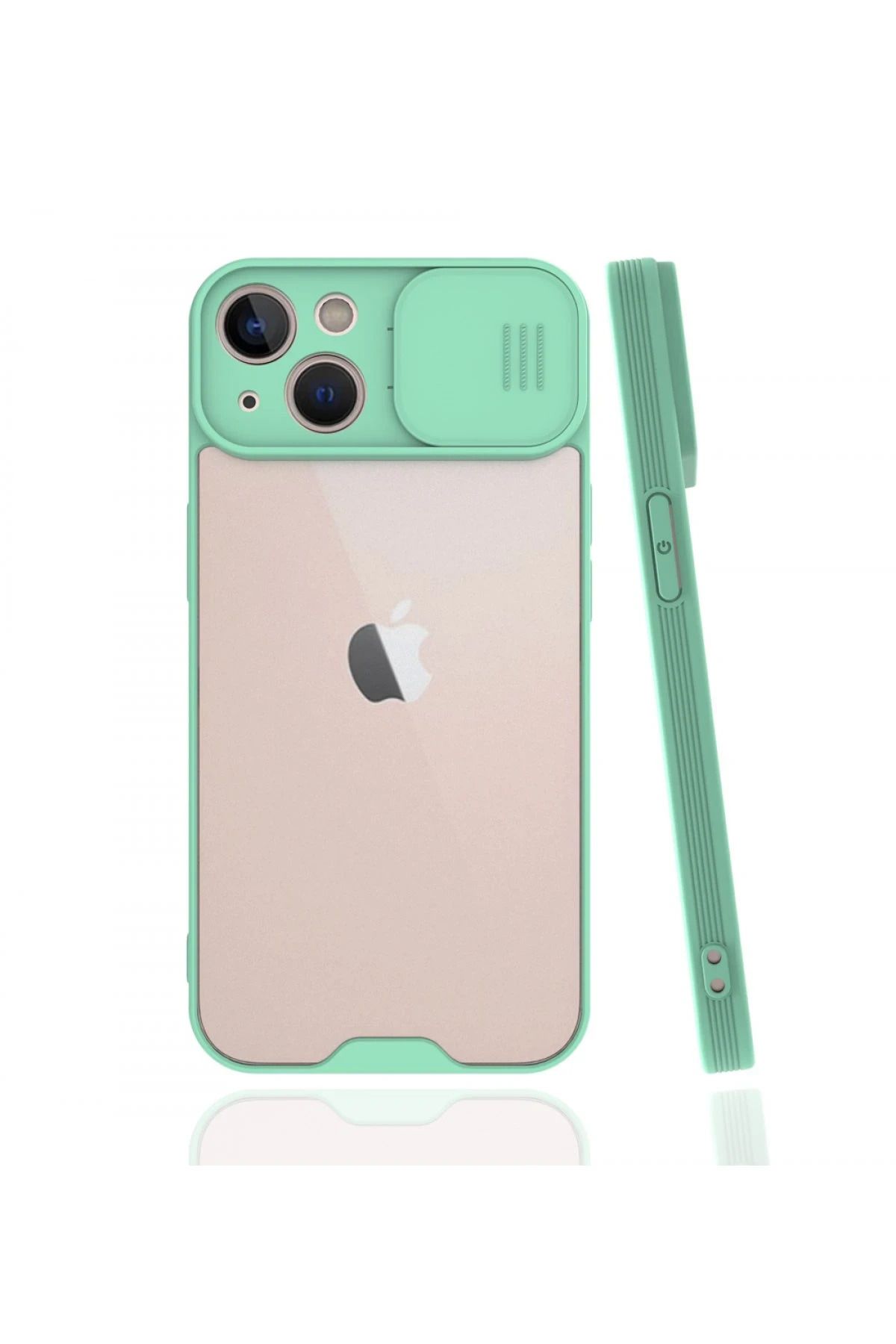 NewFace iPhone 13 Mini Kılıf Platin Kamera Koruma Silikon - Açık Yeşil BSTMY