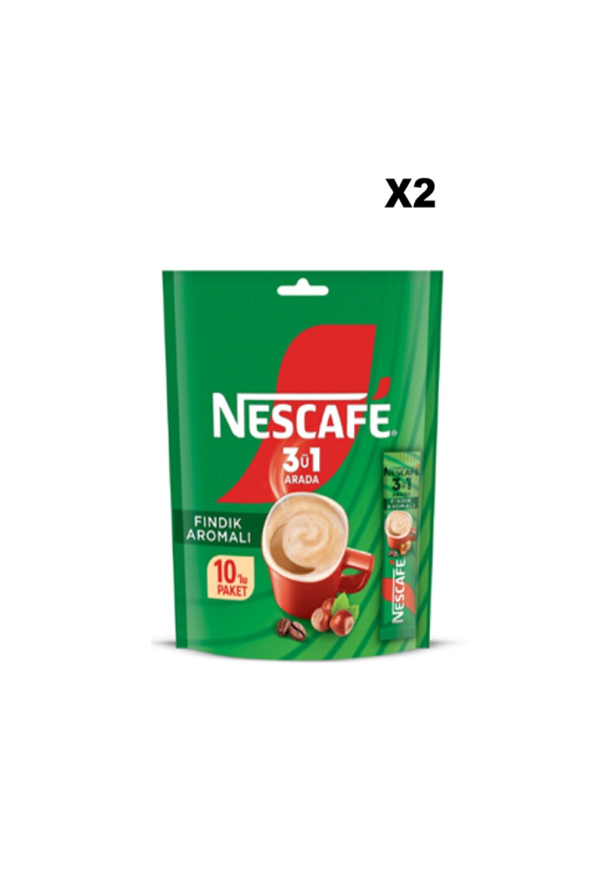 Nescafe 3ü 1 Arada Fındık Aromalı 10'lu Paket X 2 Adet