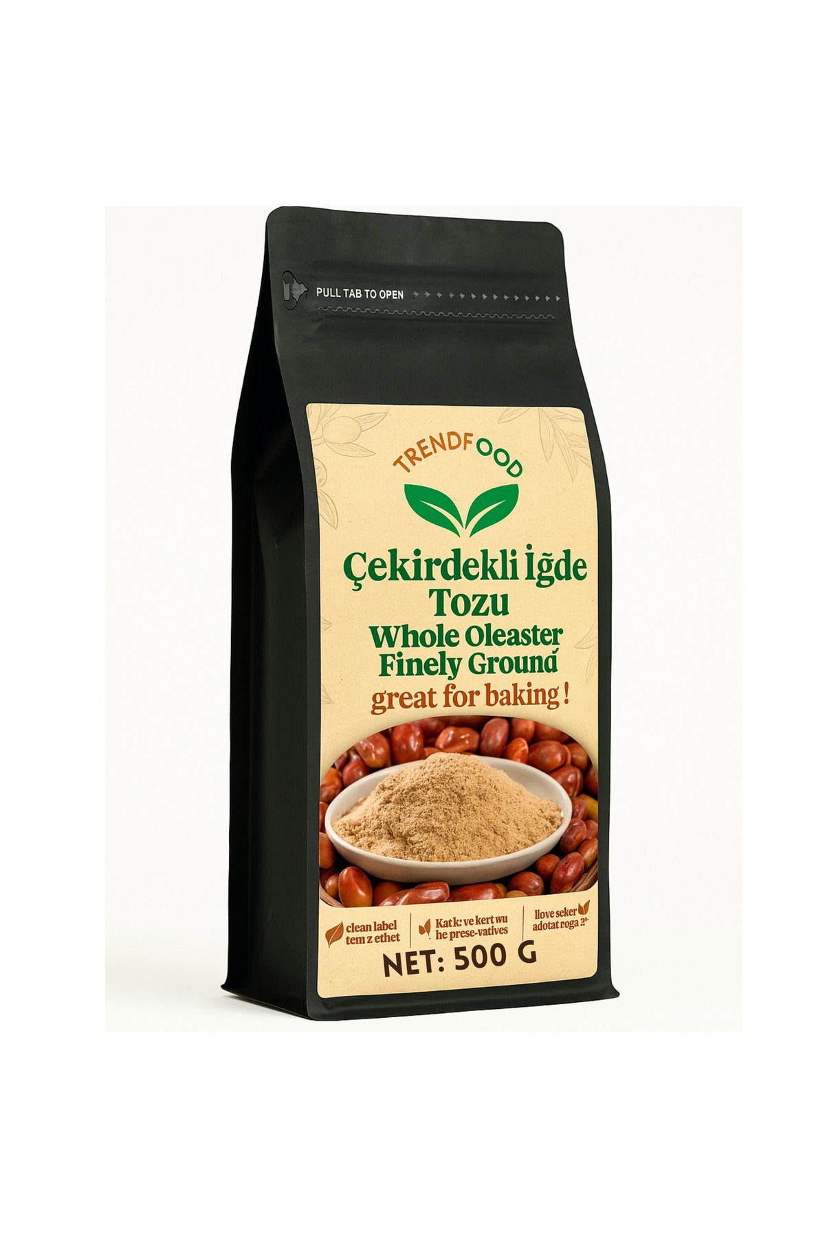 TREND FOOD %100 Çekirdekli İğde Unu 500 G| Glutensiz, Katkısız, Yüksek Lif & Proteinli | Diyet & Vegan Dostu