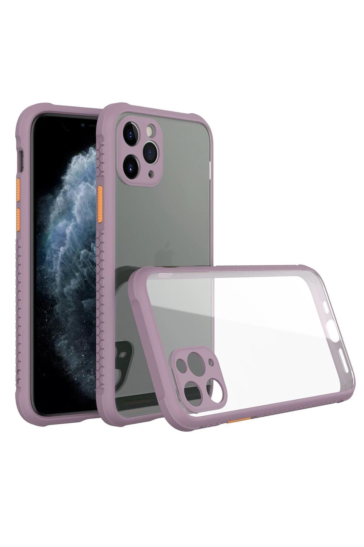 NewFace iPhone 11 Pro Max Kılıf Miami Şeffaf Silikon - Açık Mor DPMAH