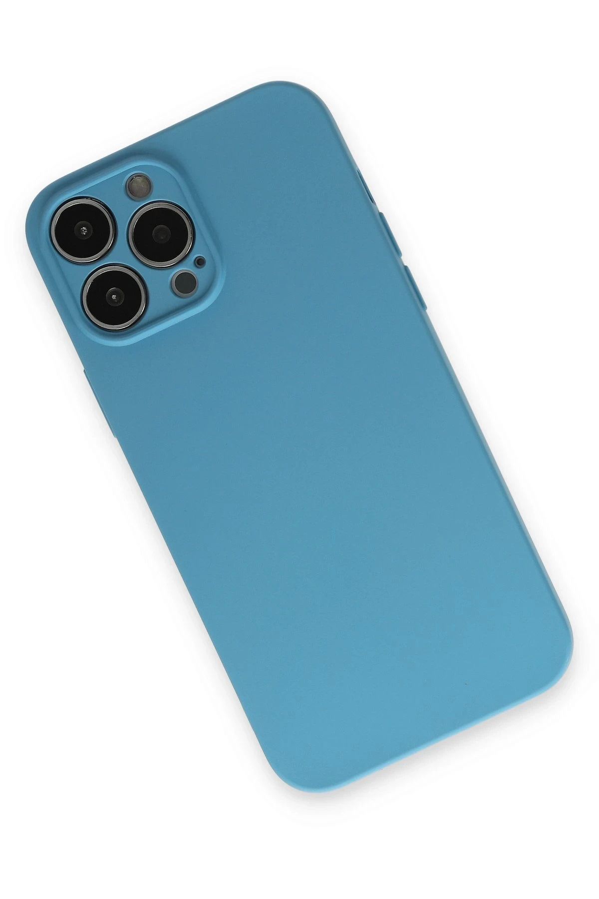 NewFace iPhone 13 Pro Max Uyumlu Kılıf Nano içi Kadife Silikon - Mavi BSTMY