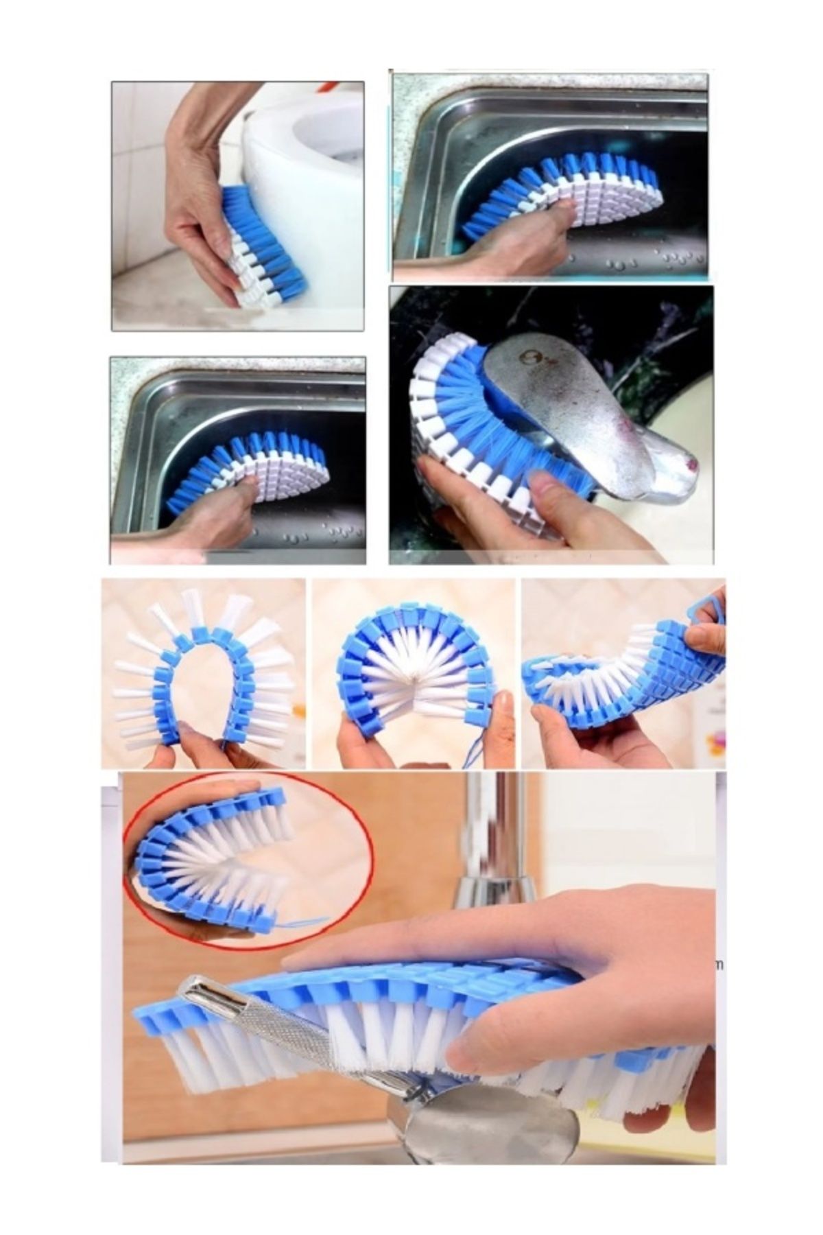 noip Bükülebilir Esnek Kenar Köşe Lavabo Temizleme Fırçası Banyo Mutfak Fırçası (7474)
