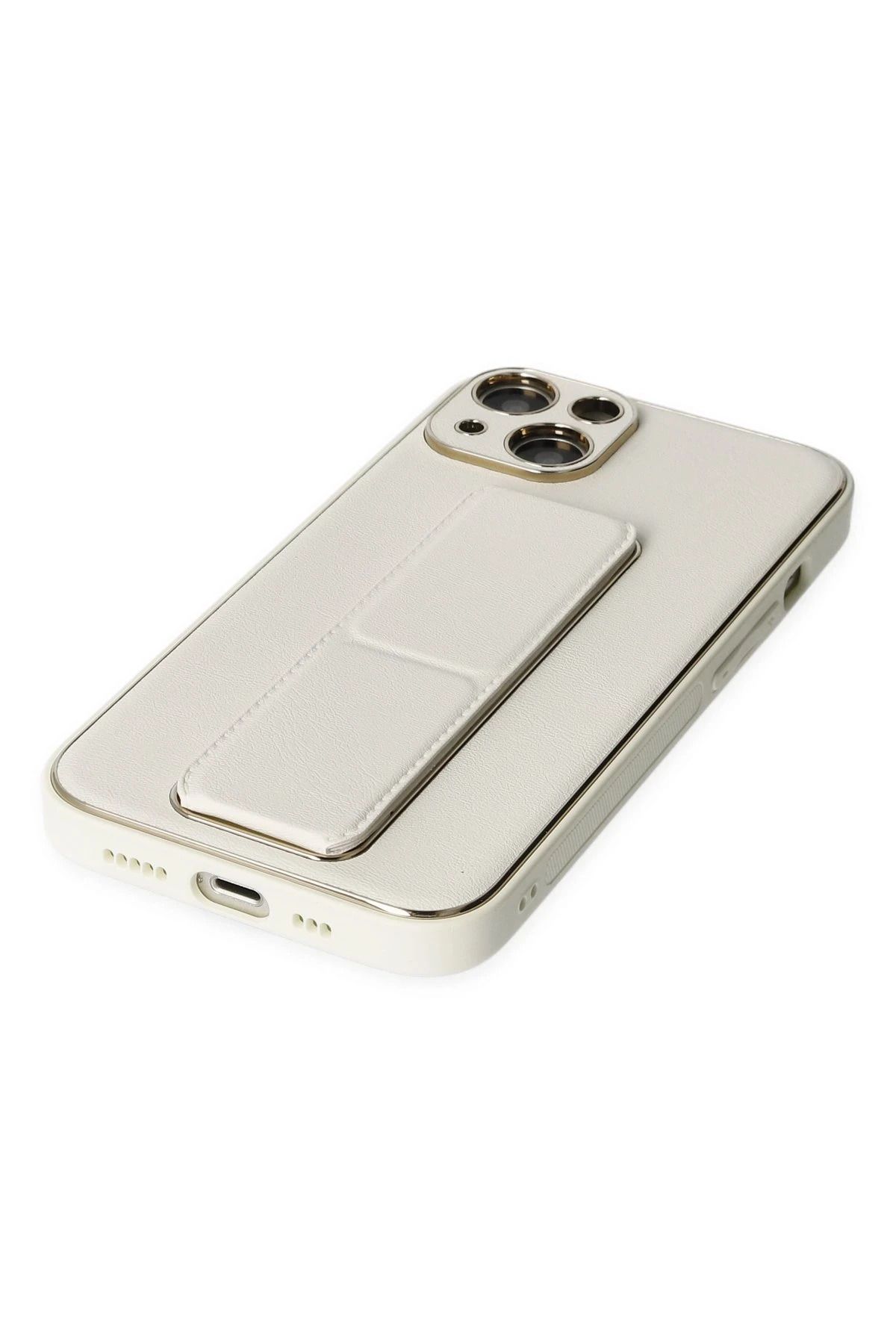 NewFace iPhone 14 Kılıf Coco Deri Standlı Kapak - Beyaz BSTMY