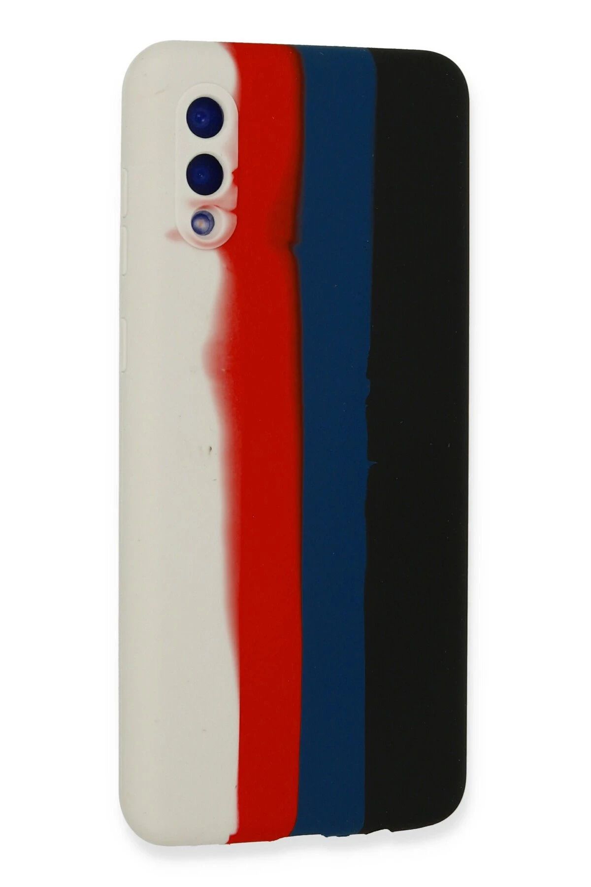 NewFace Samsung Galaxy A02 Kılıf Ebruli Lansman Silikon - Beyaz-Siyah SVLRS