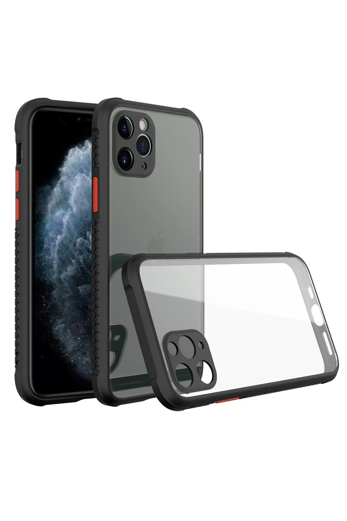 NewFace iPhone 11 Pro Max Kılıf Miami Şeffaf Silikon - Siyah DPMAH