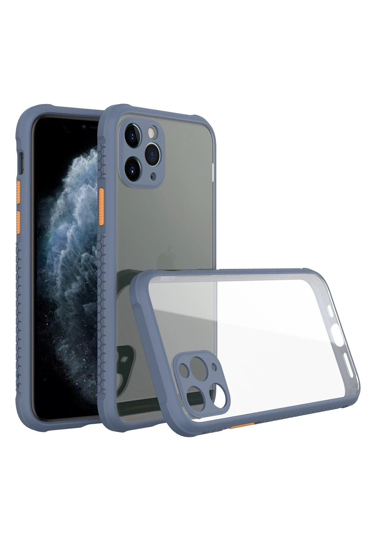 NewFace iPhone 11 Pro Max Kılıf Miami Şeffaf Silikon - Gri DPMAH