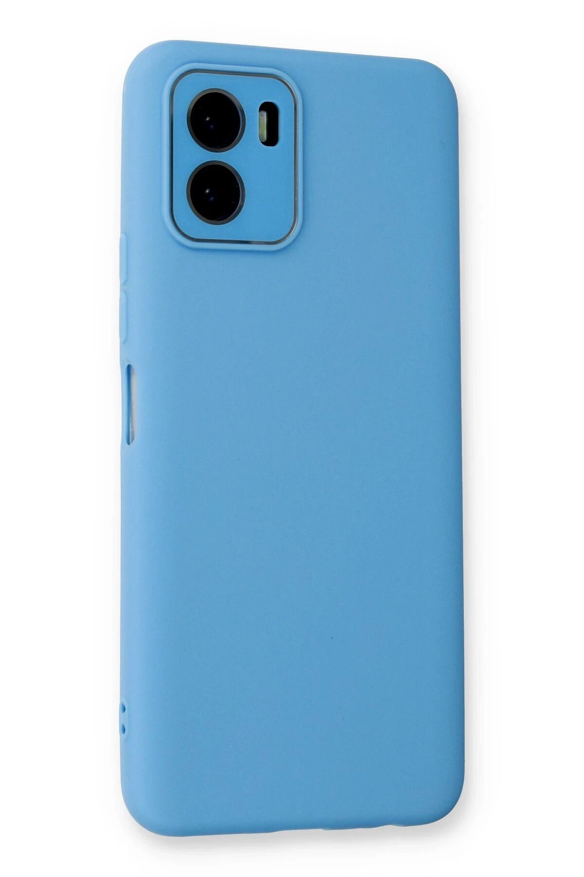 NewFace Vivo Y15S Kılıf Lansman Glass Kapak - Mavi GLSTD