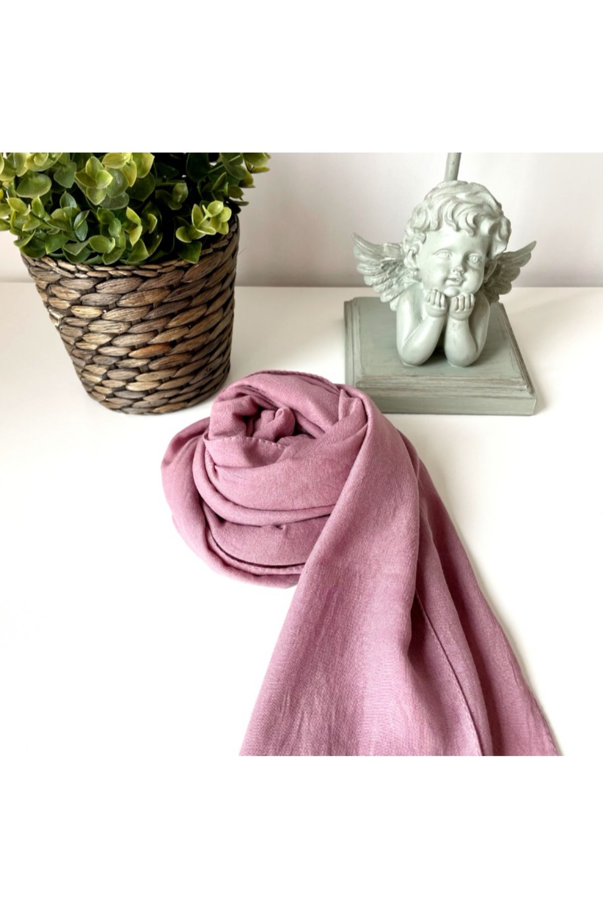 ELVİN SCARFS Düz Renk Gül Kurusu Şal
