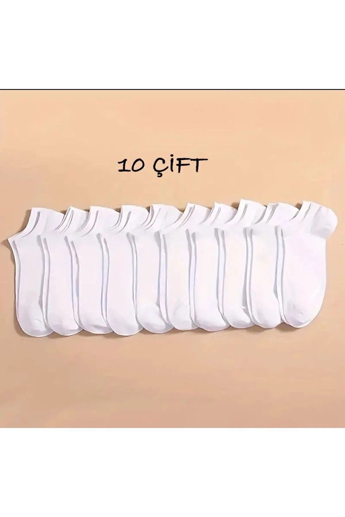 Aldiva Beyaz Patik Çorap 10 Çift Ekonomik Spor Günlük Likralı Unisex Çorap Seti