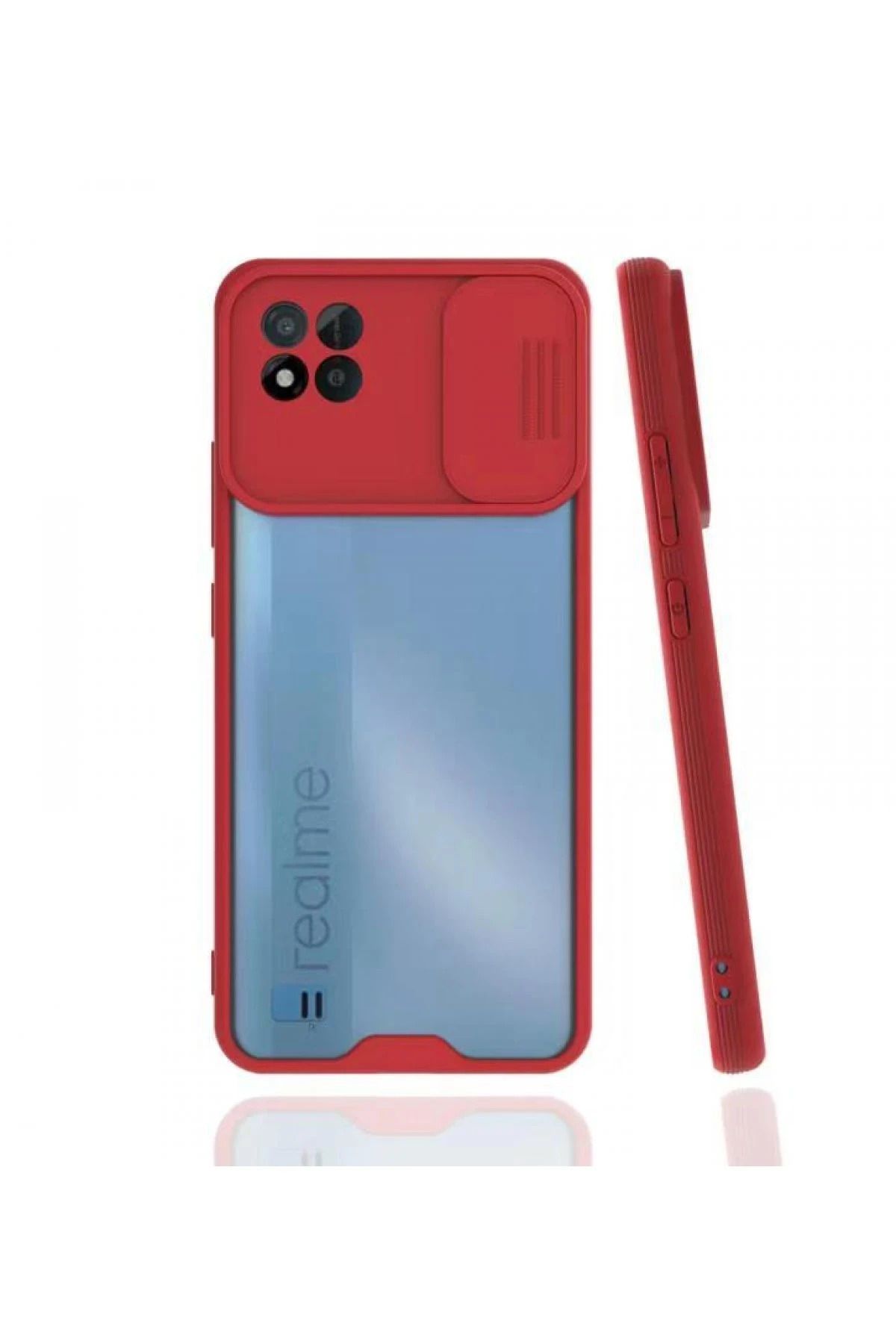 NewFace Realme C11 2021 Kılıf Platin Kamera Koruma Silikon - Kırmızı BSTMY