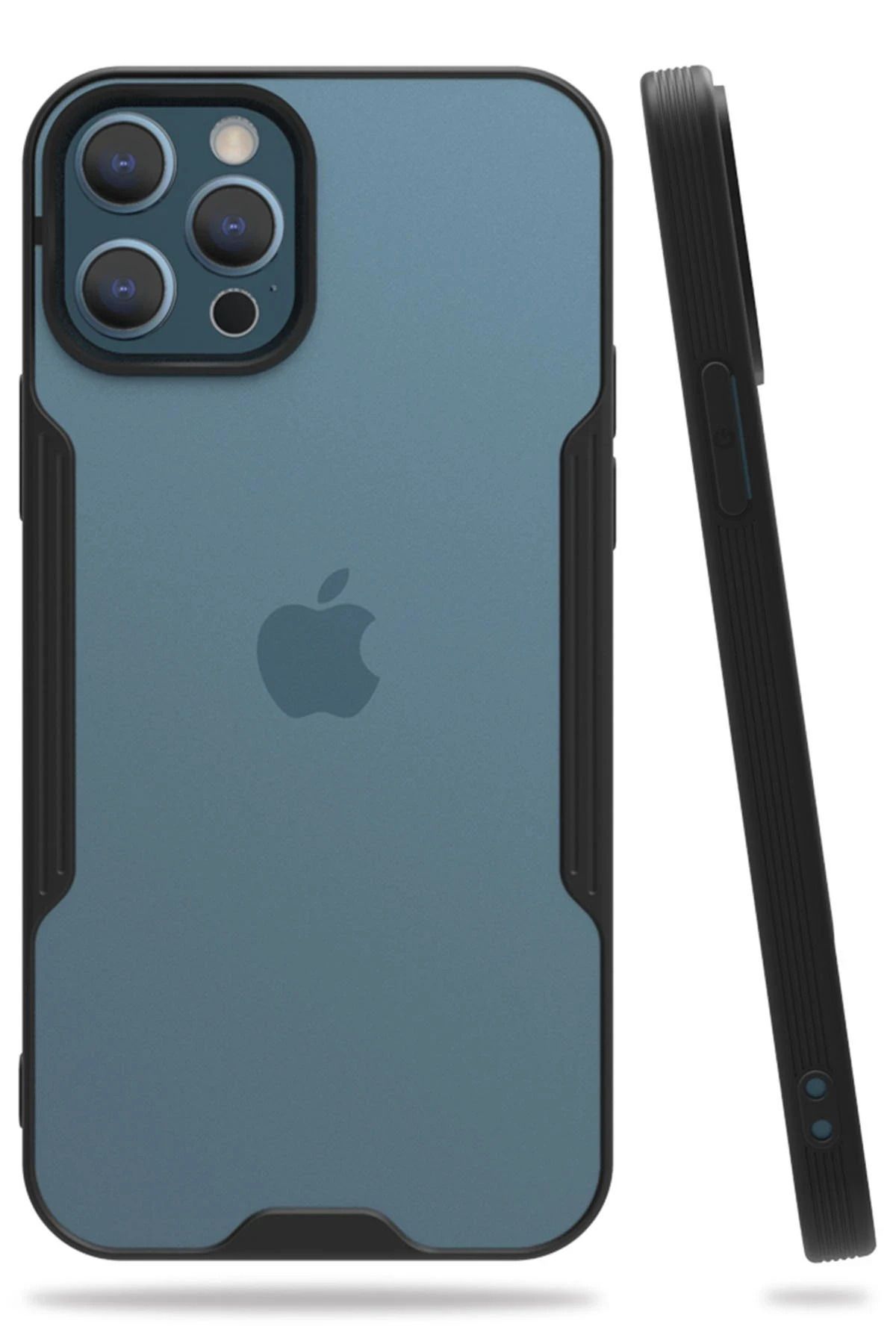 NewFace iPhone 12 Pro Max Kılıf Platin Silikon - Siyah BSTMY