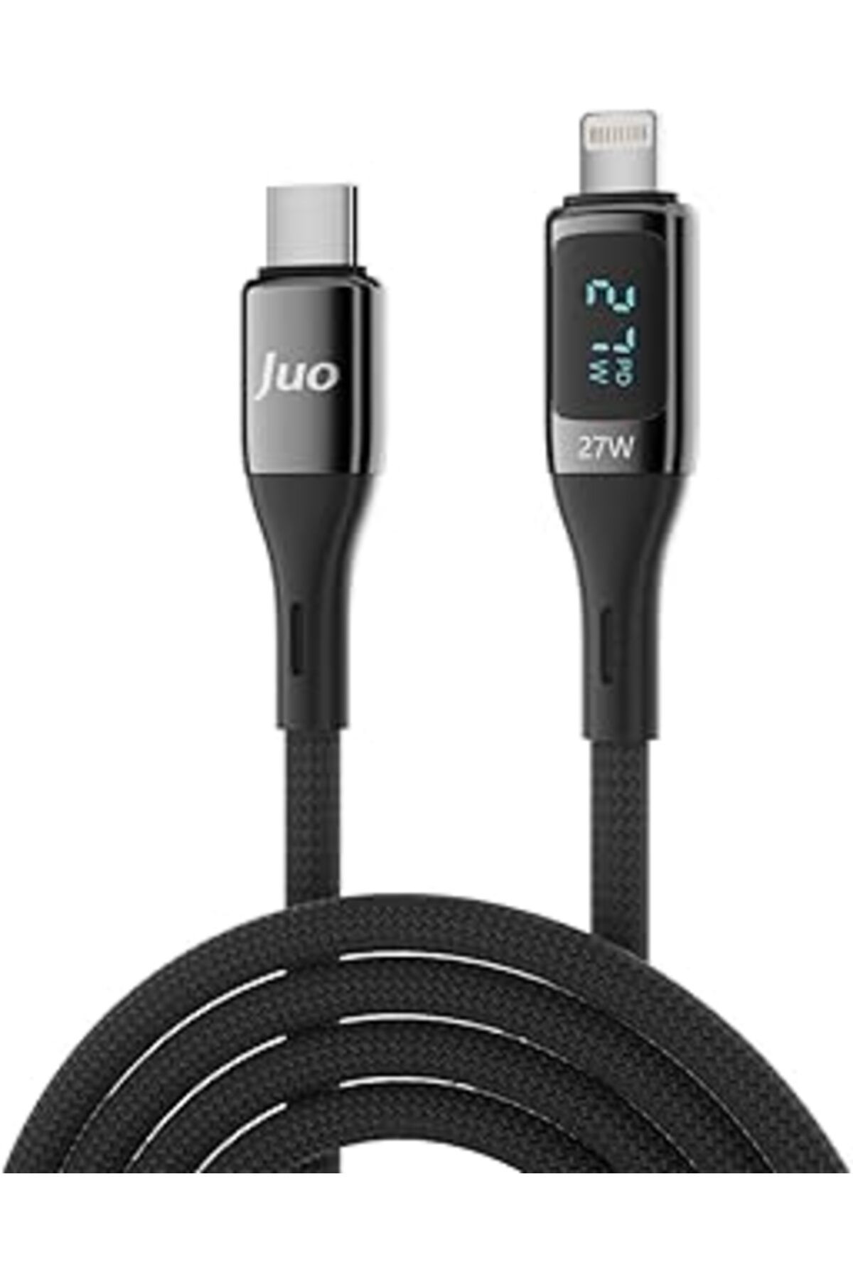 Mu Art Juo 27W Dijital Led Ekranlı Usb Type-C To Lightning Iphone Ipad Hızlı Şarj Ve Data Kablosu 2 Metre