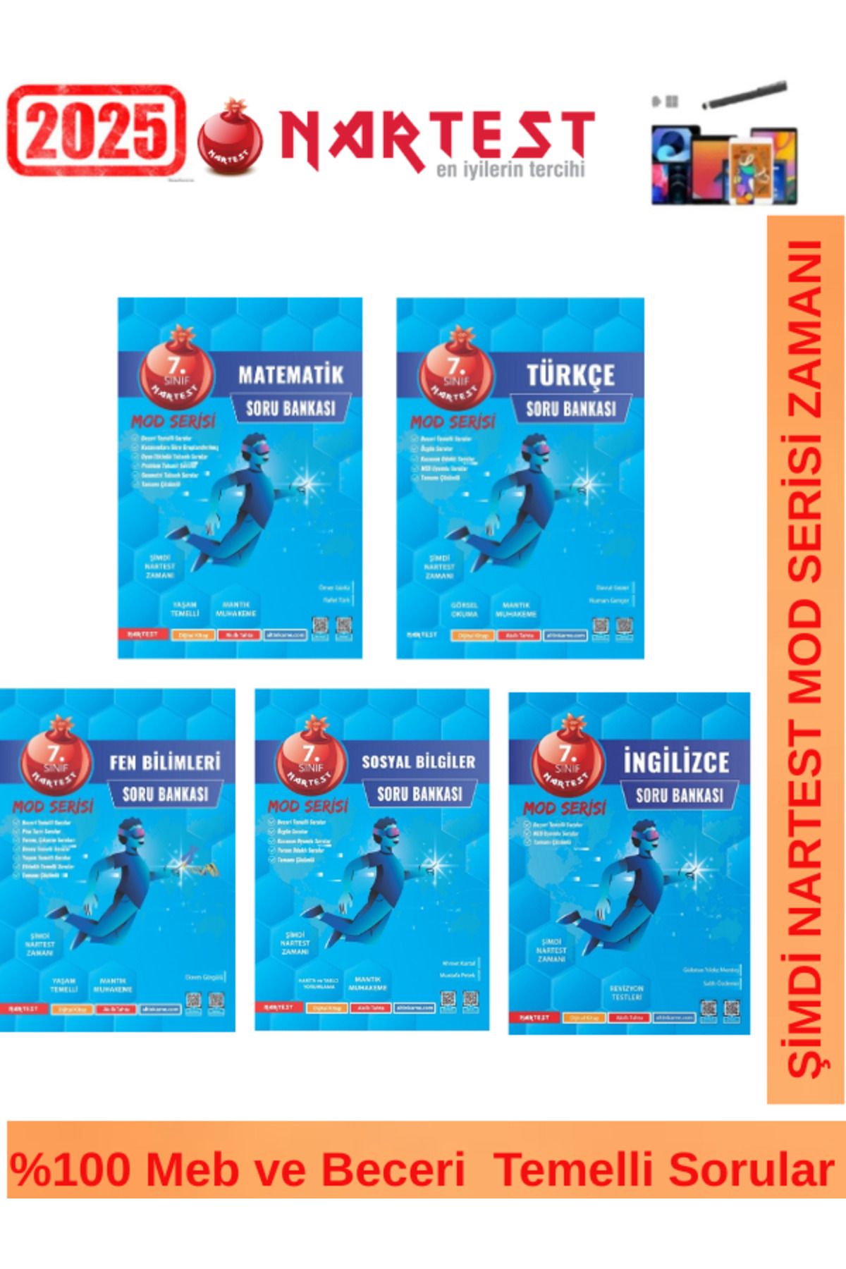 Fenomen Yayıncılık Nartest 2025 7.Sınıf Mod Serisi Matematik-Türkçe-Fen-Sosyal-İngilizce Soru Bankası Seti+Kalem