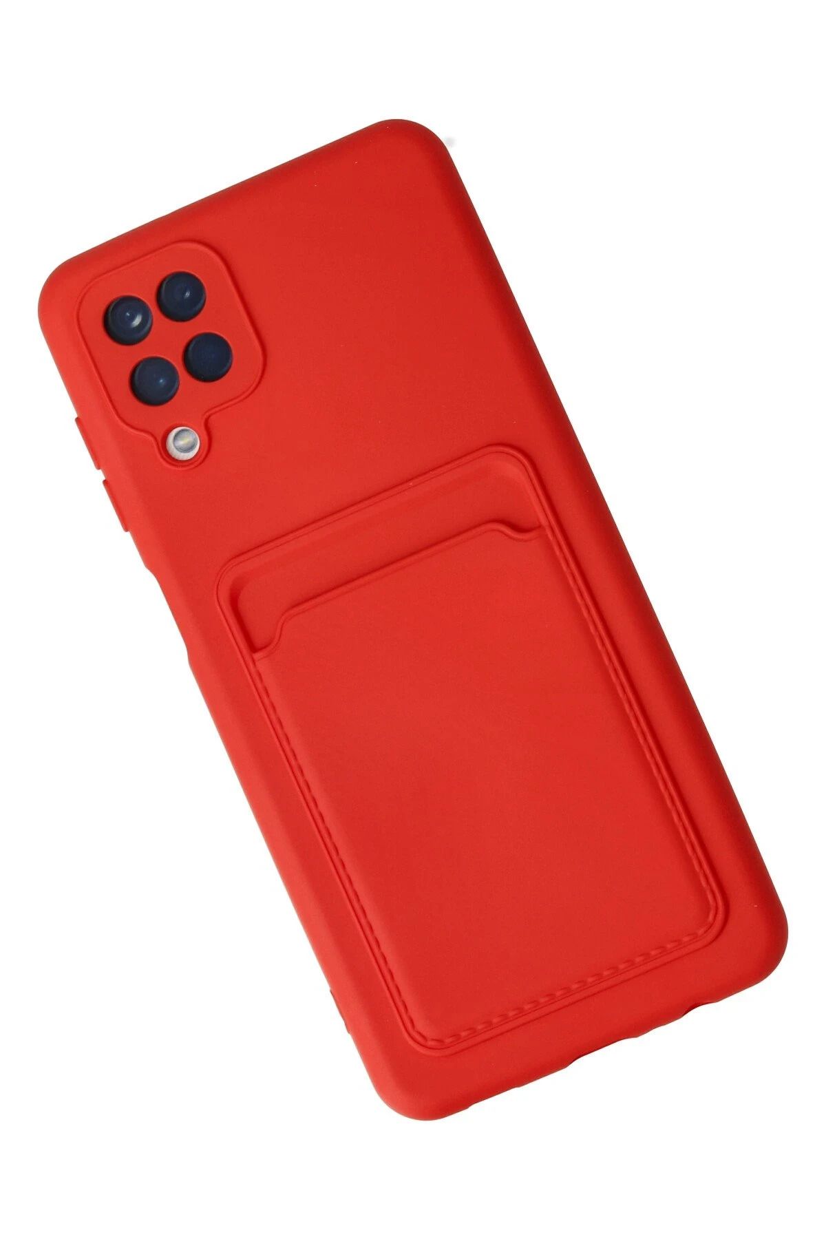 NewFace Samsung Galaxy A12 Kılıf Kelvin Kartvizitli Silikon - Kırmızı GLSTD
