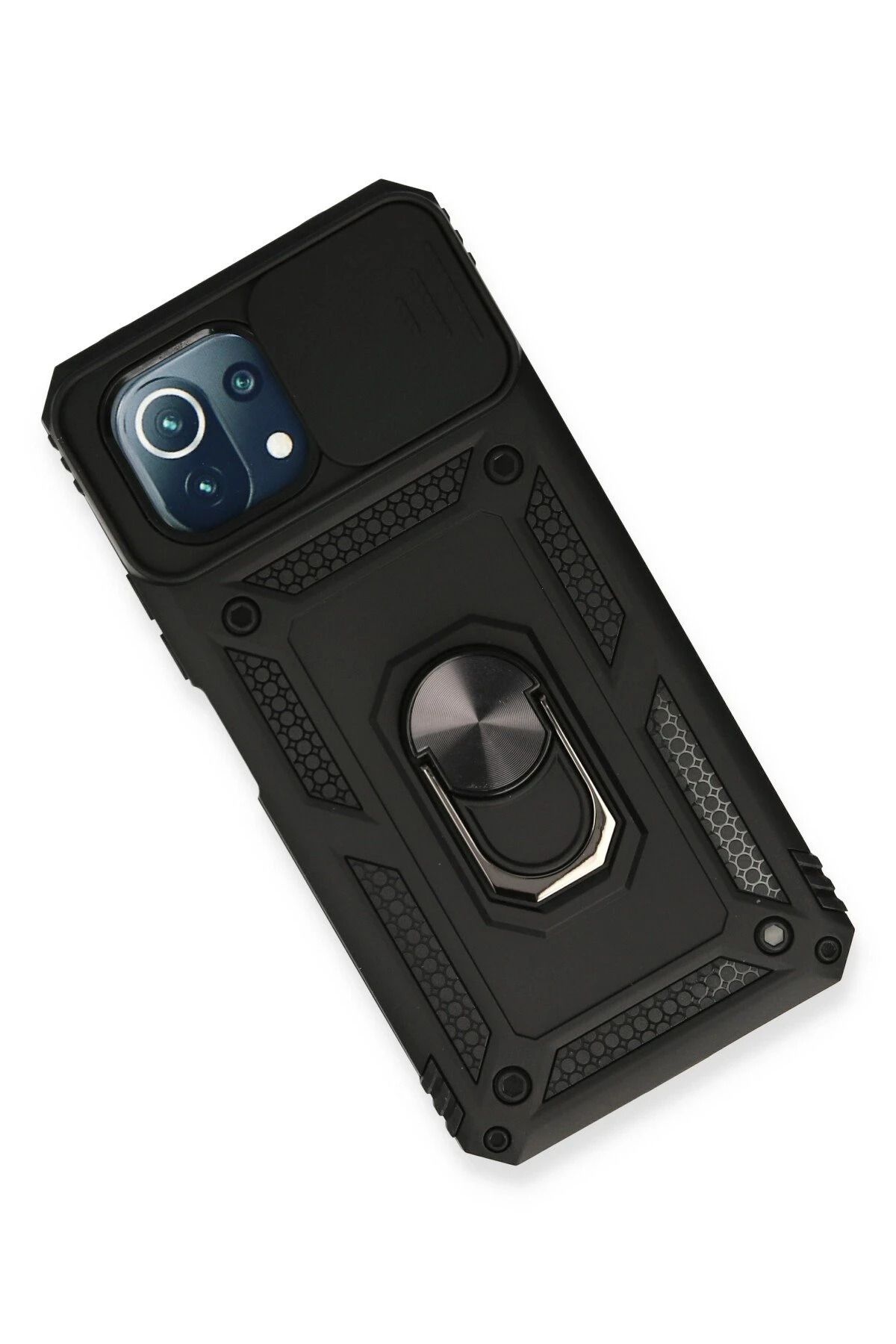NewFace Xiaomi Mİ 11 Lite Kılıf Pars Lens Yüzüklü Silikon - Siyah BSTMY