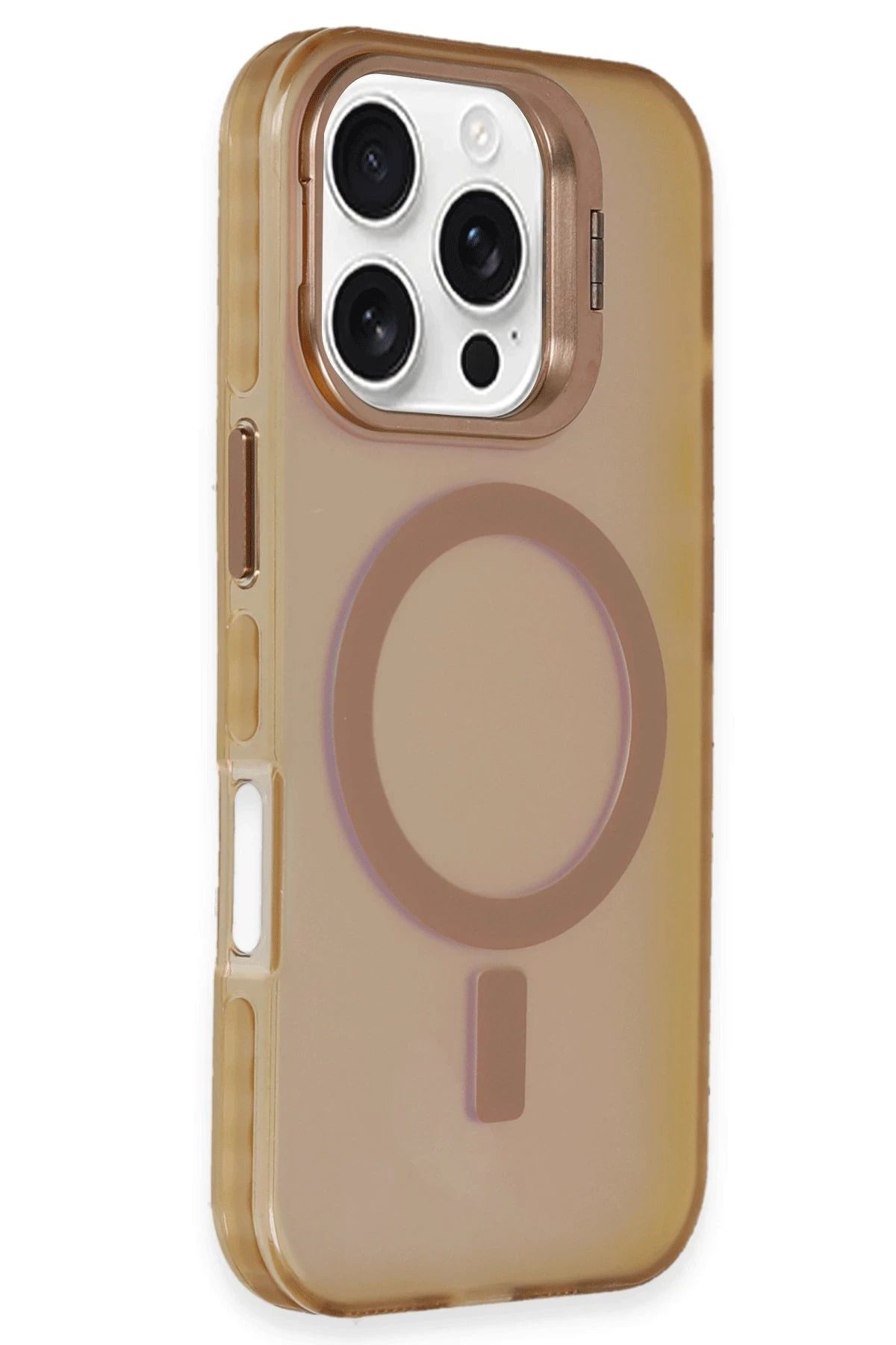 NewFace iPhone 16 Pro Kılıf Primera Magsafe Standlı Kapak - Gold BSTMY