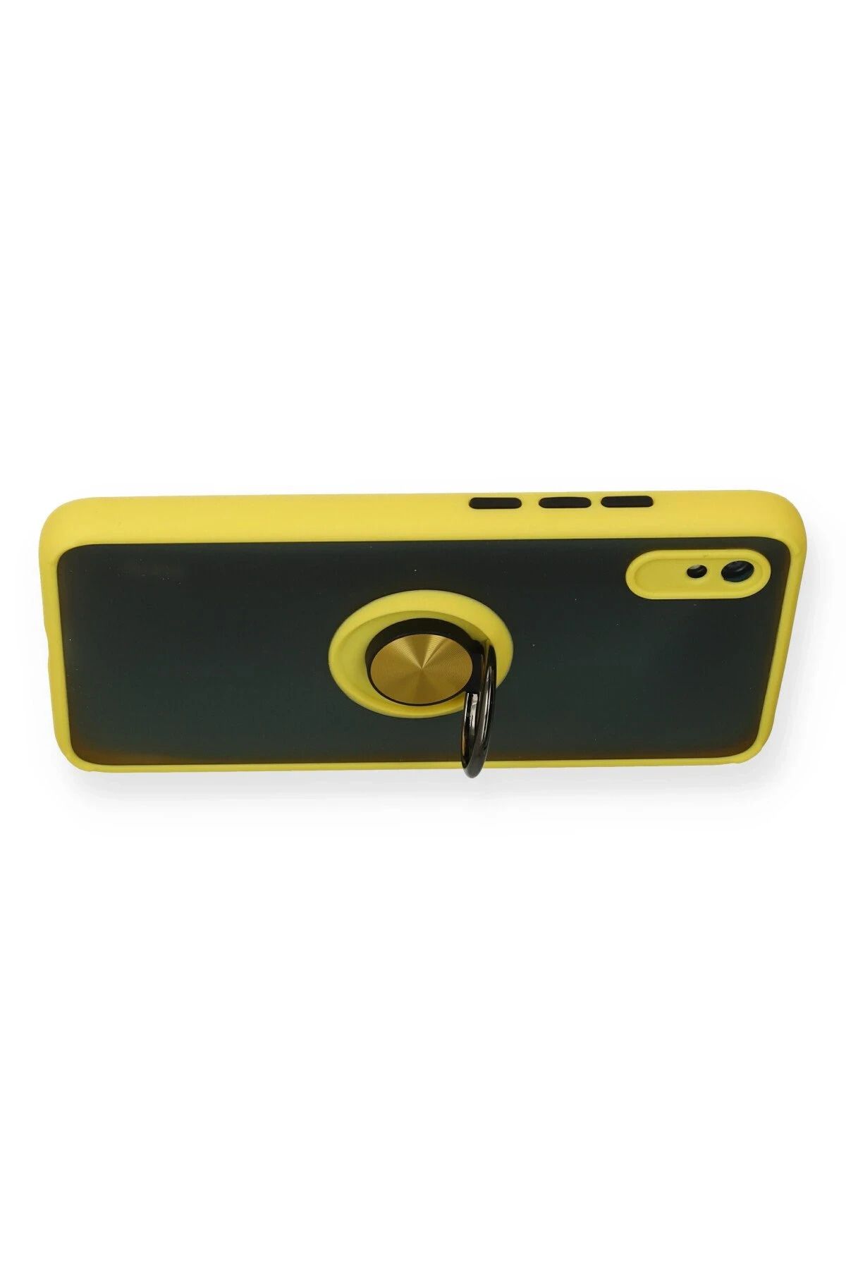 NewFace Xiaomi Redmi 9A Kılıf Montreal Yüzüklü Silikon Kapak - Sarı FLKRY
