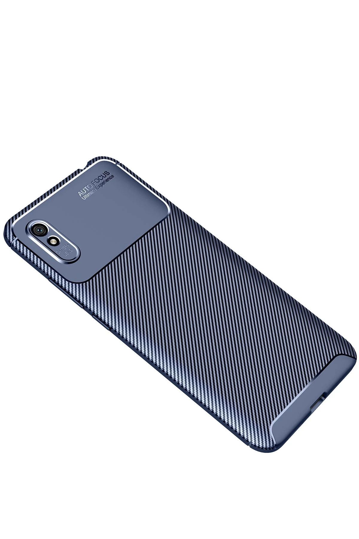 NewFace Xiaomi Redmi 9A Kılıf Auto Focus Karbon Kapak - Lacivert BSTMY