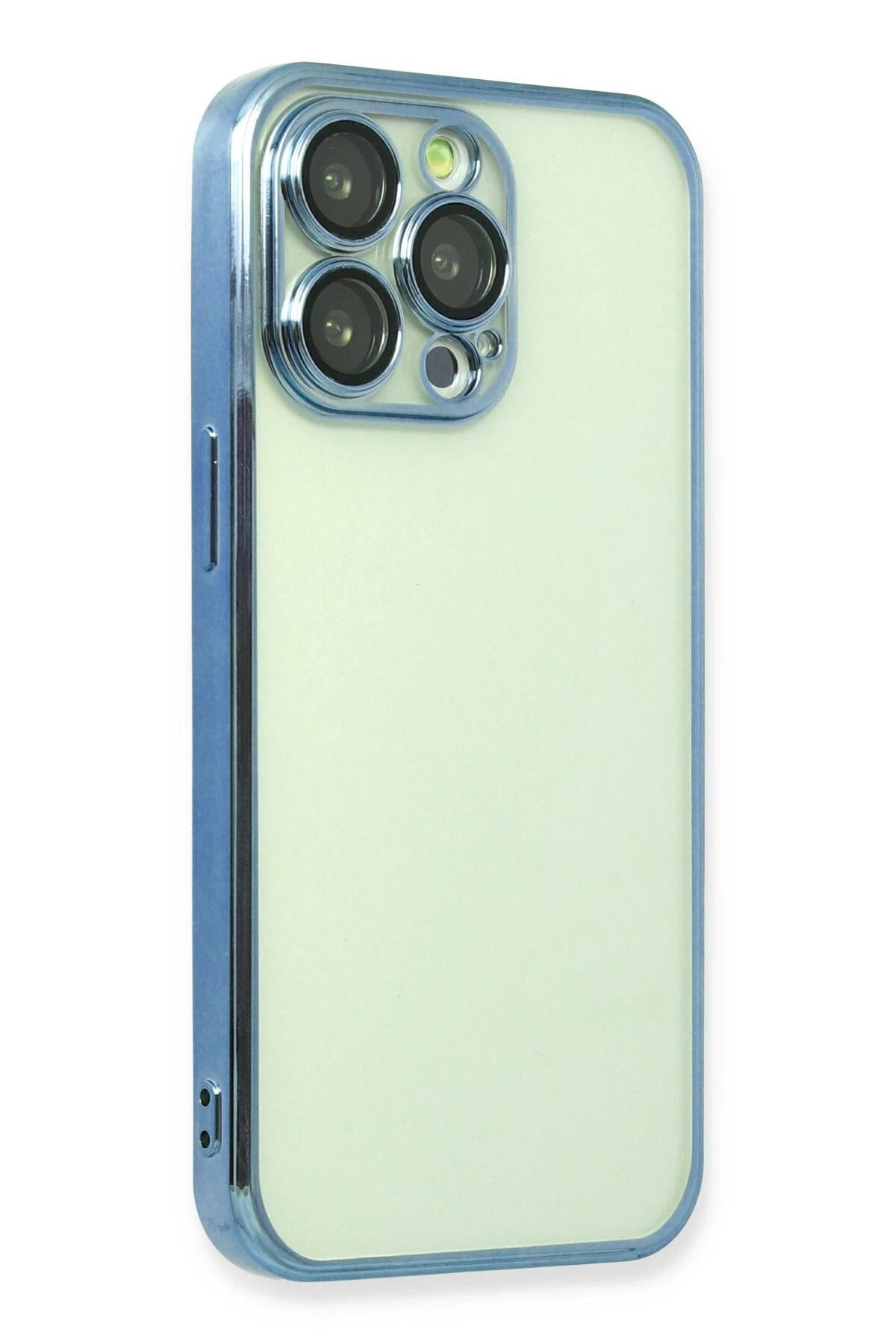 NewFace iPhone 13 Pro Max Kılıf Lensli Silikon - Açık Mavi GLSTD