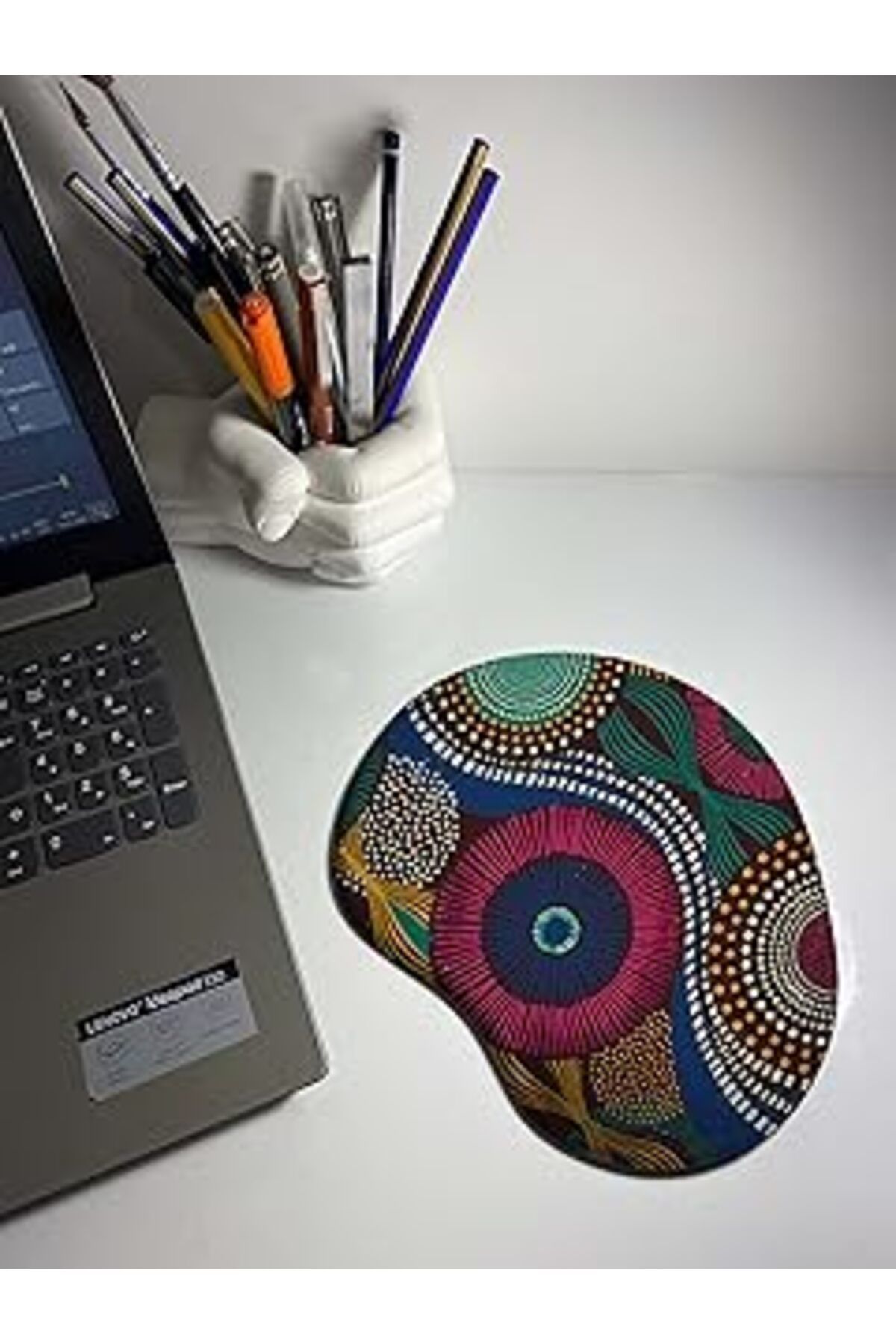Mu Art Ahşap Rakkun Shop Afro Art Temalı Baskılı Bilek Destekli Mouse Pad - Dünya Serisi