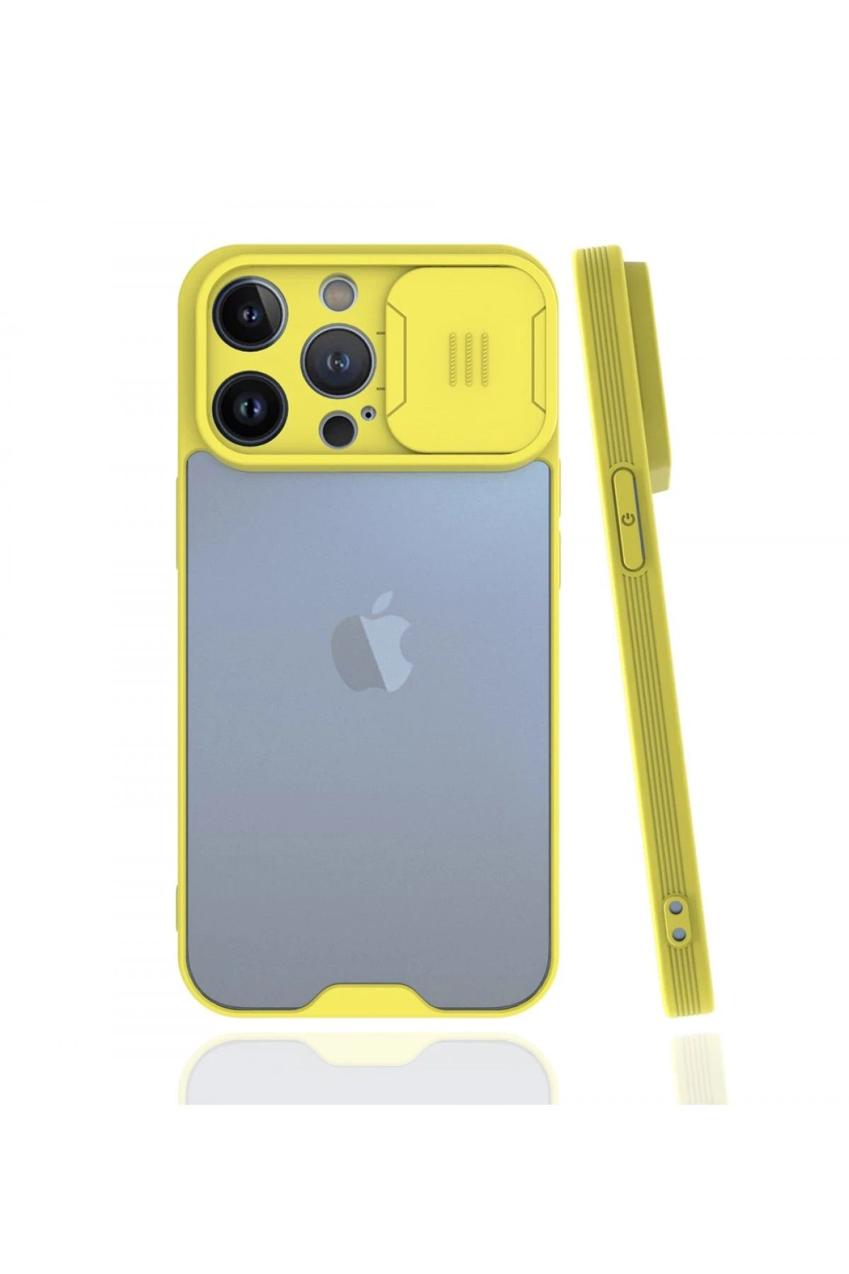 NewFace iPhone 13 Pro Kılıf Platin Kamera Koruma Silikon - Sarı GLSTD