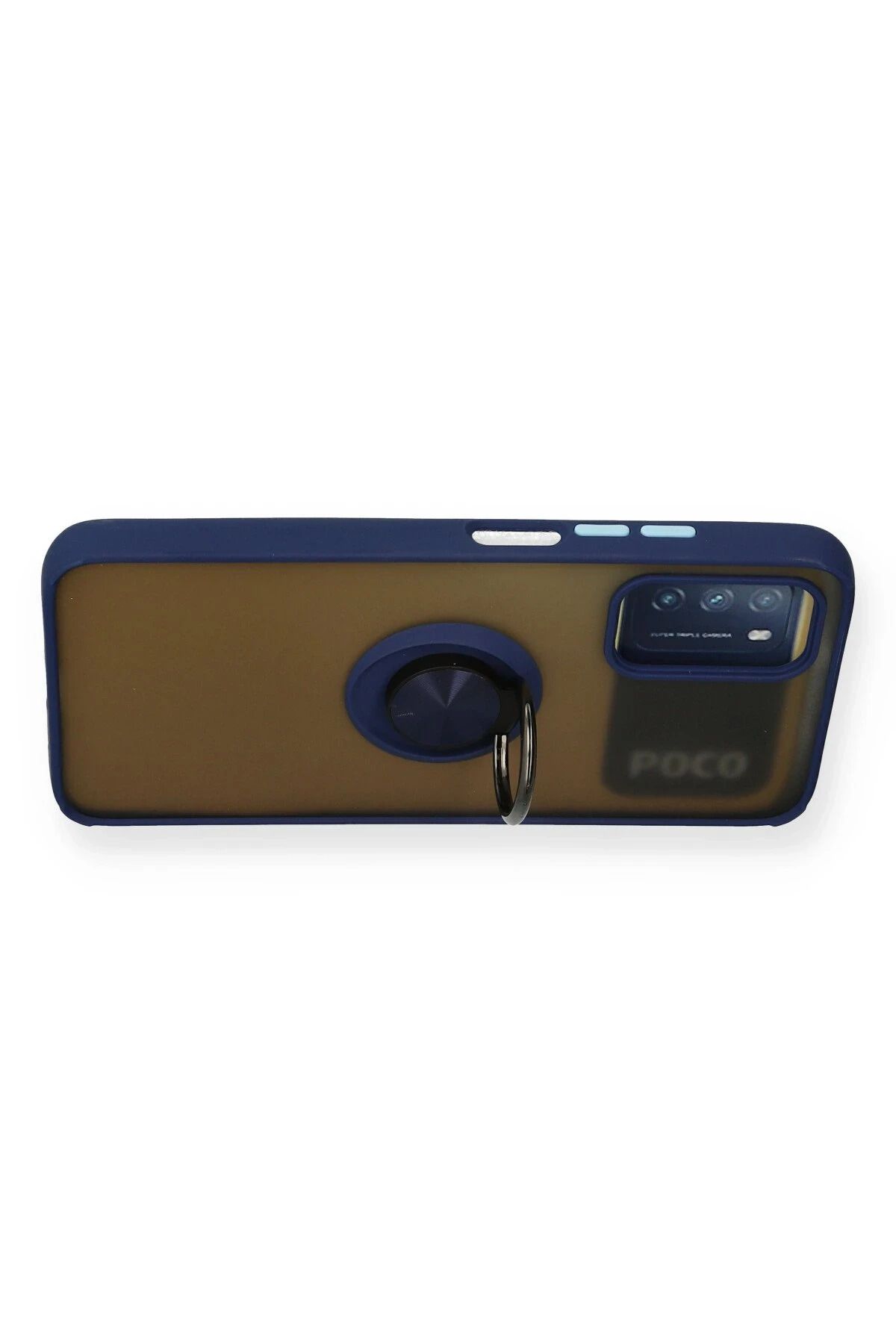 NewFace Xiaomi Redmi 9T Kılıf Montreal Yüzüklü Silikon Kapak - Lacivert BSTMY