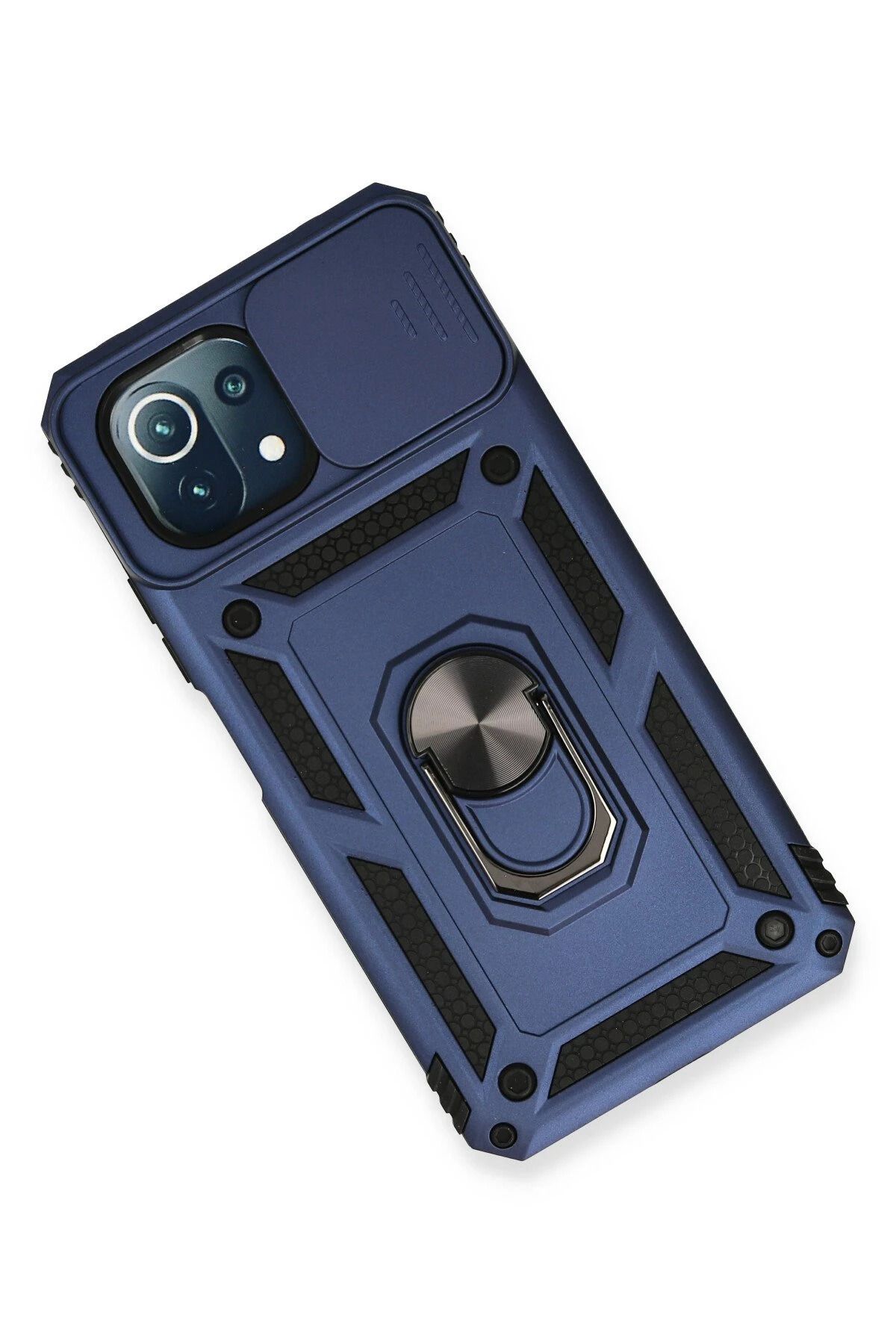 NewFace Xiaomi Mİ 11 Lite Kılıf Pars Lens Yüzüklü Silikon - Lacivert BSTMY