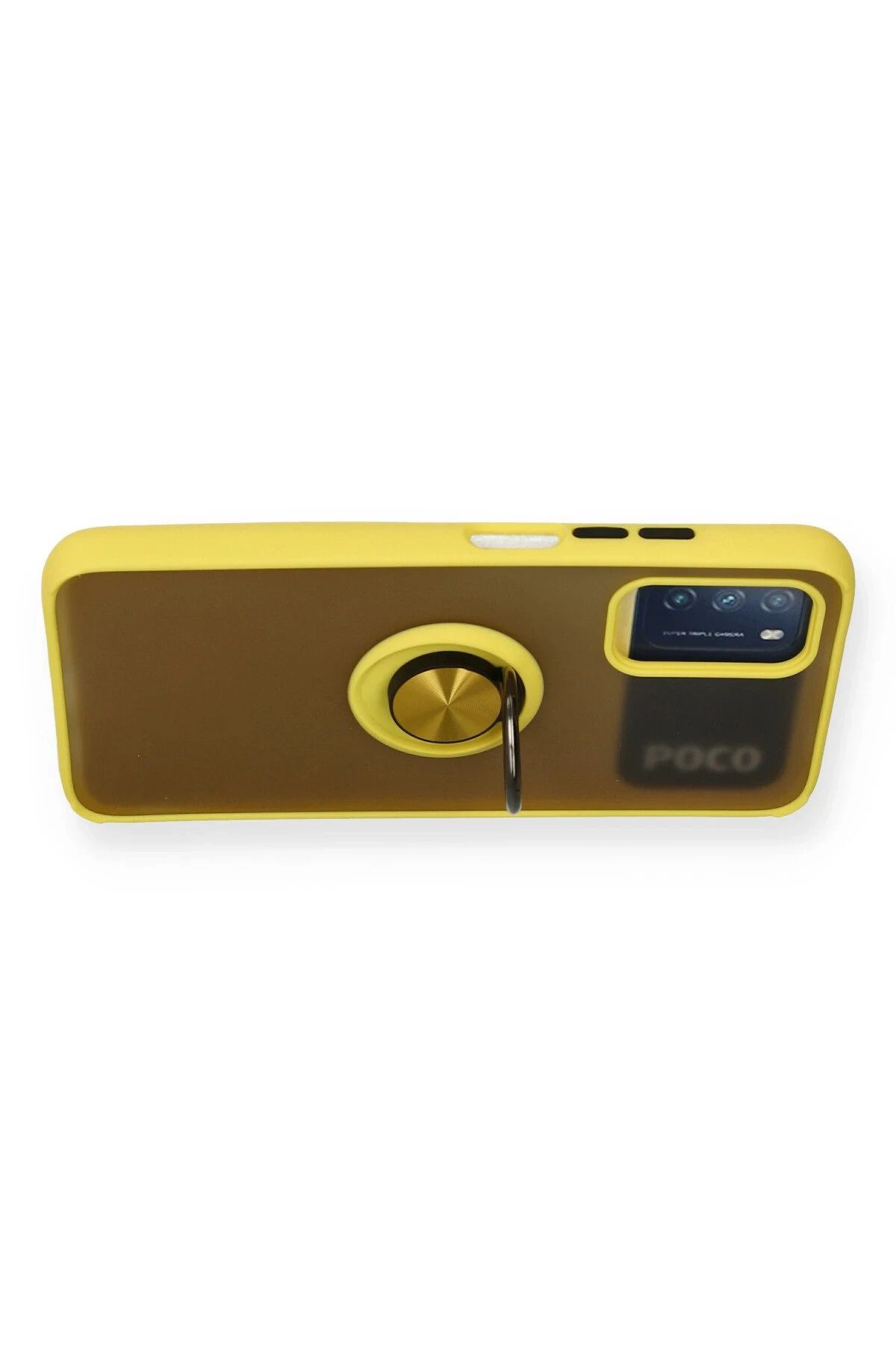 NewFace Xiaomi Redmi 9T Kılıf Montreal Yüzüklü Silikon Kapak - Sarı BSTMY