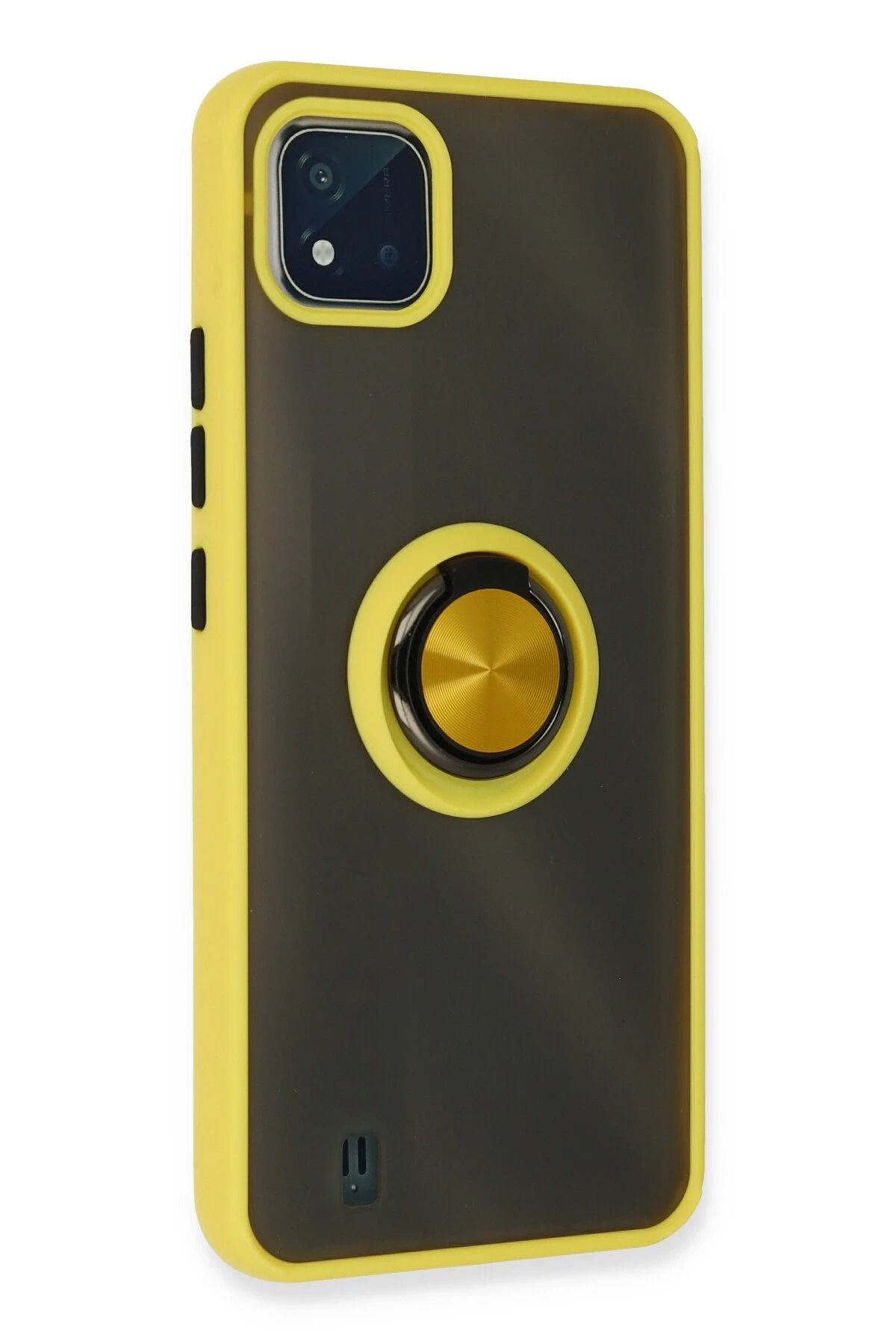 NewFace Realme C11 2021 Kılıf Montreal Yüzüklü Silikon Kapak - Sarı GLSTD