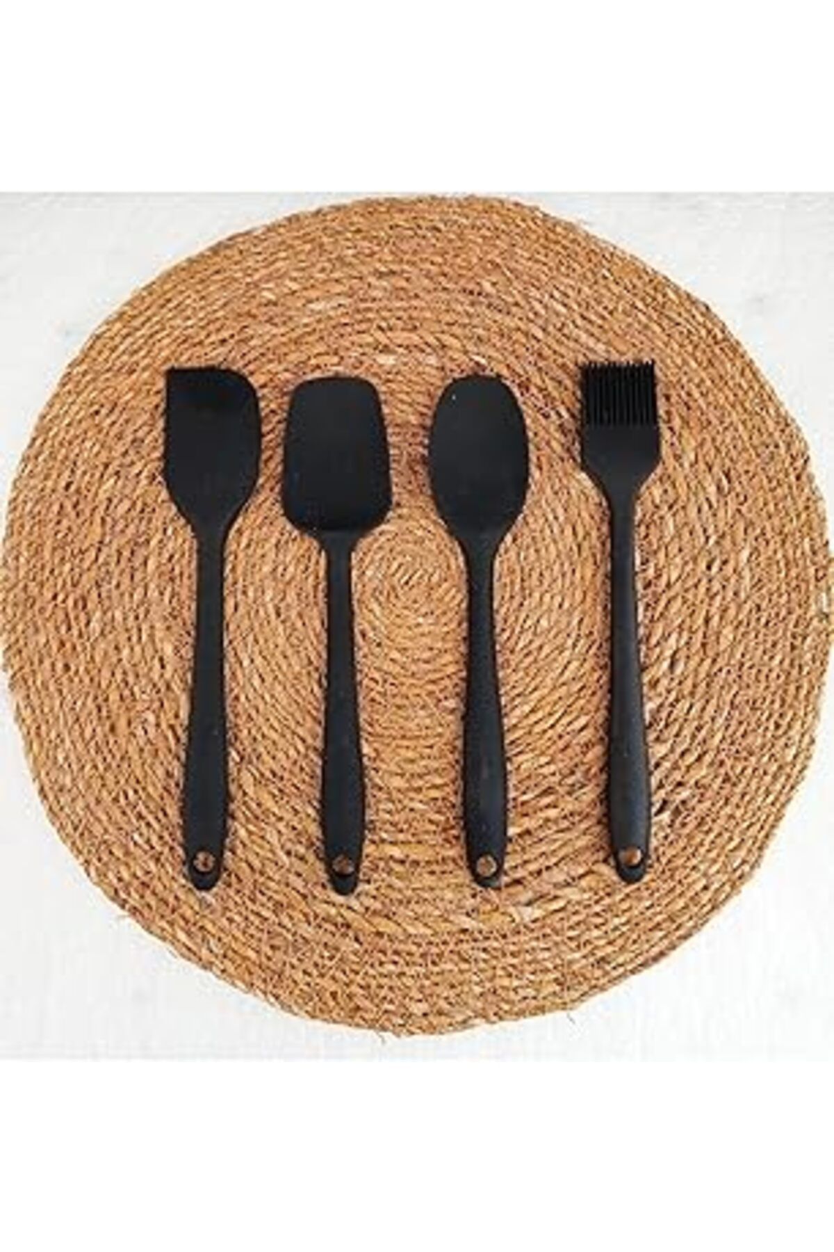Pazarcan 4 Parça Silikon Yumurta Fırçası Kaşık Bıçak Spatula Seti Isıya Dayanıklı