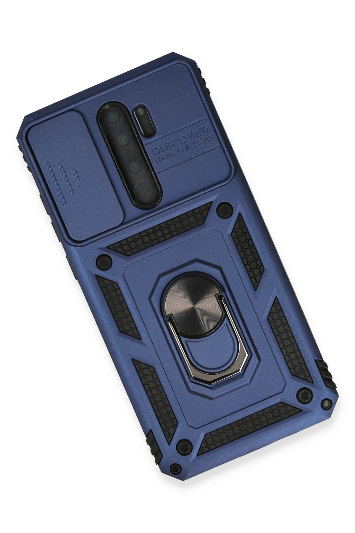 NewFace Xiaomi Redmi Note 8 Pro Kılıf Pars Lens Yüzüklü Silikon - Lacivert BSTMY