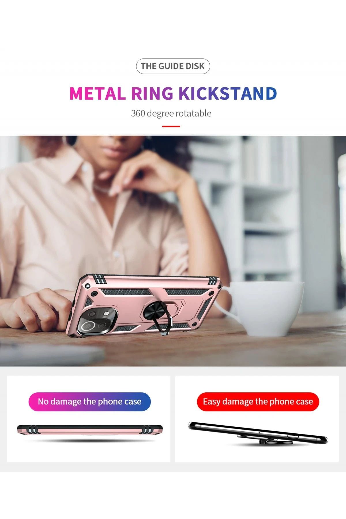 NewFace Xiaomi Mİ 11 Lite Kılıf Sofya Yüzüklü Silikon Kapak - Rose SVLRS
